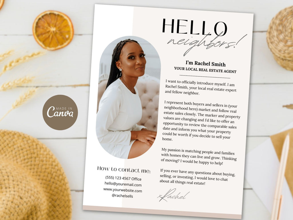 Hello Neighbors Real Estate Letter Vol 01 - Personalized letter crafted for community rapport building, showcasing real estate expertise and nurturing relationships within the neighborhood.