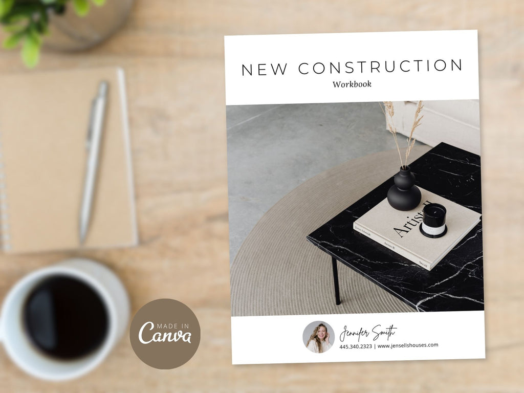 Minimal New Construction Workbook for realtors, helping clients navigate the home-building
process.