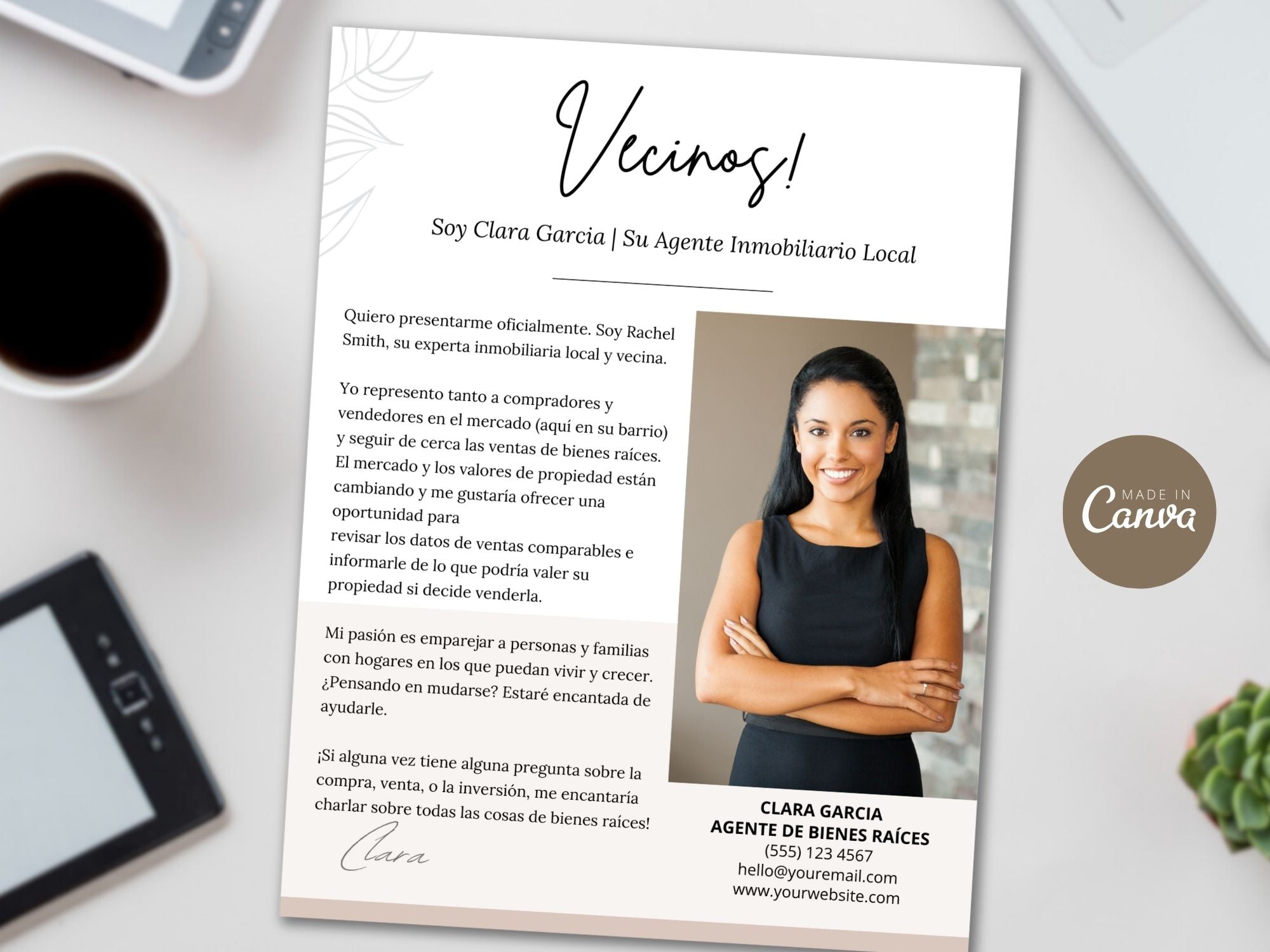 Real Estate 'Hello Neighbors' Letter in Spanish Vol. 02 - Connect effectively with your community by introducing your real estate services with this personalized digital letter.