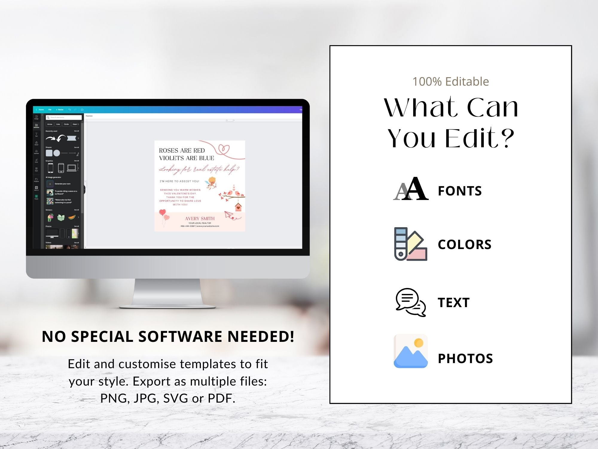 Valentine Pop By Tags Bundle - SQUARE - Professionally designed real estate gift tags with a touch of Valentine's charm.