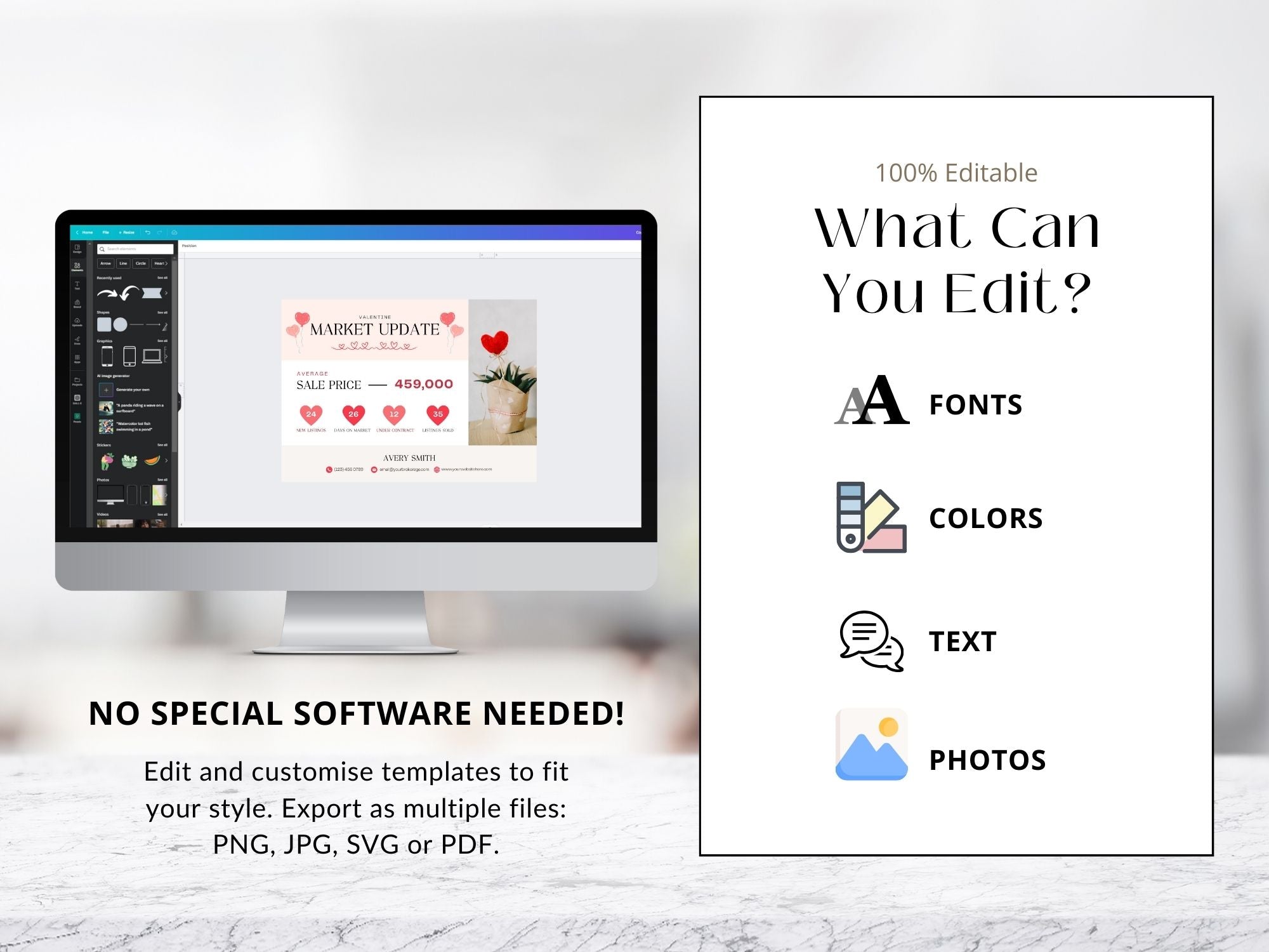 Valentine Market Update Postcard - Professionally designed real estate postcard combining market insights with a touch of Valentine's Day charm.