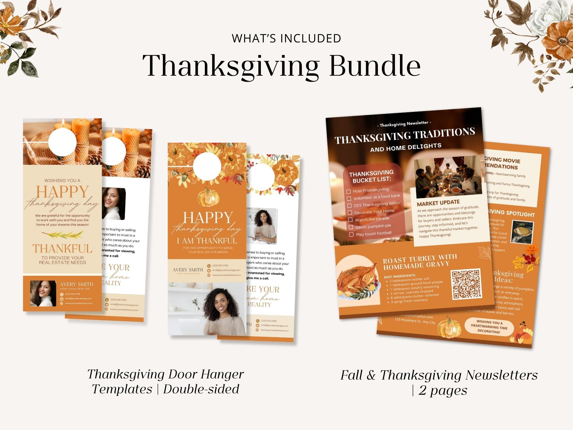 Real Estate Thanksgiving Bundle - Comprehensive collection of eye-catching designs for expressing gratitude and boosting your real estate marketing this Thanksgiving.