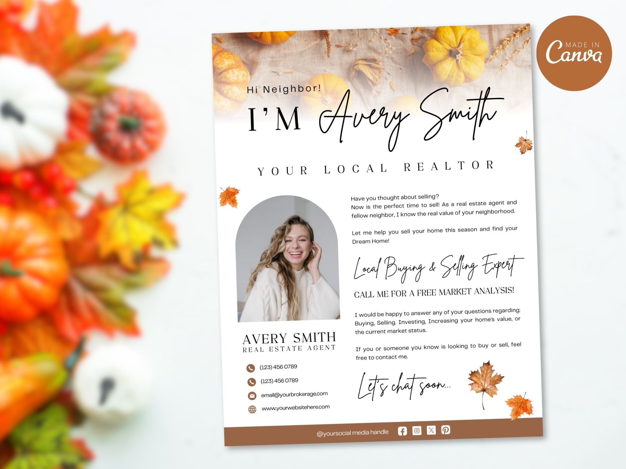 Fall Real Estate Letters Vol 02 with autumn-themed designs for seasonal client outreach.