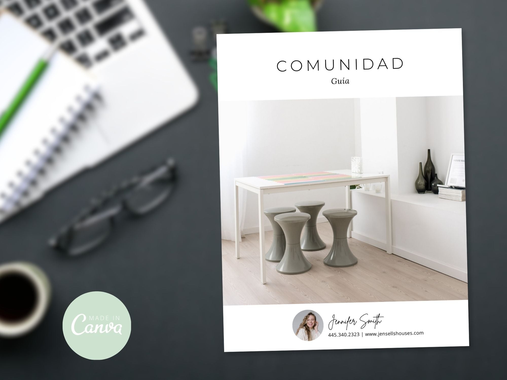 Minimal Spanish community guide offering essential insights for homebuyers.
