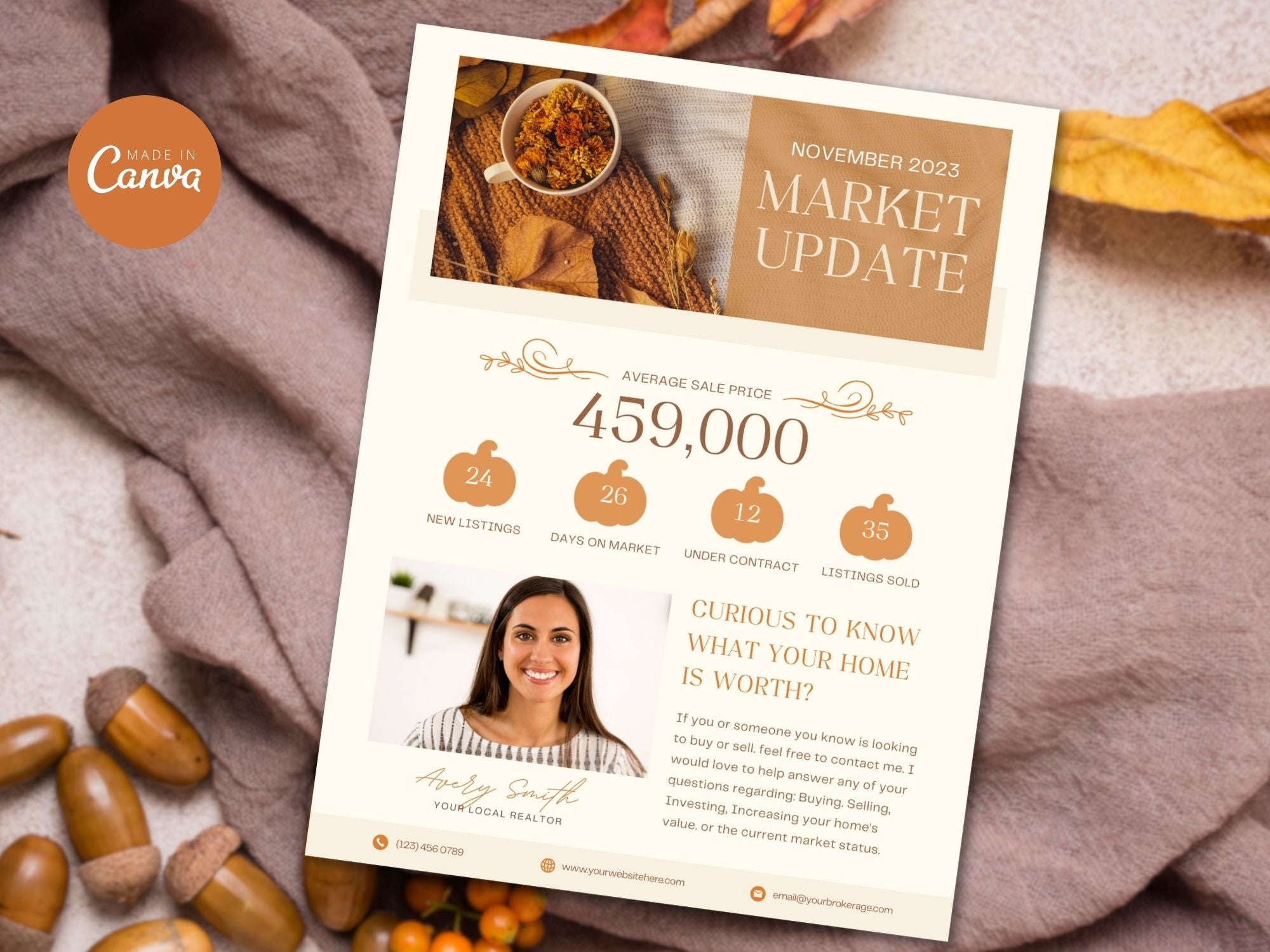 Real Estate Fall Market Update Flyer - Visually appealing flyer providing essential fall market insights for effective communication with clients and prospects.