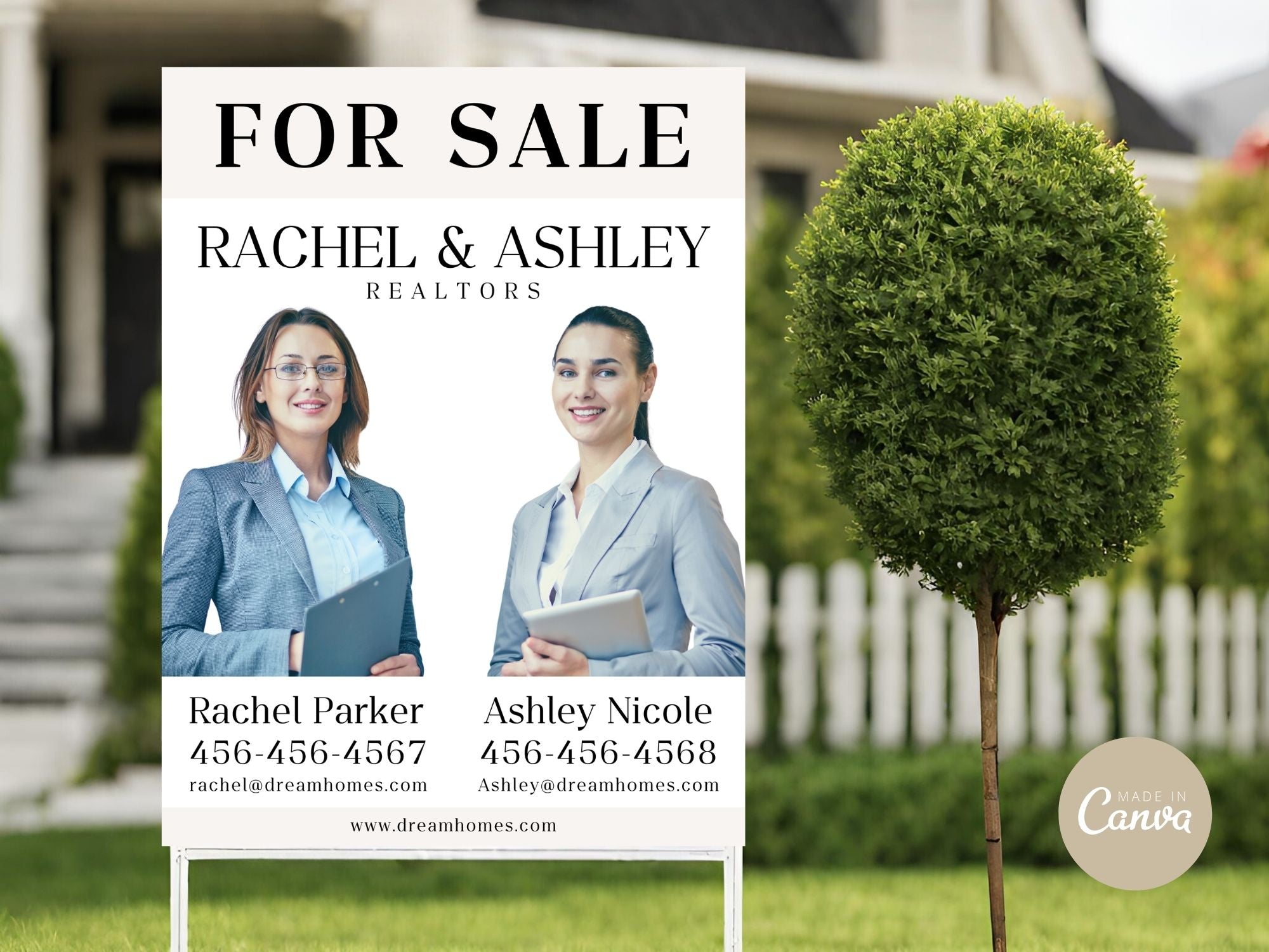 Beige Multiple Agent Yard Signs (18 x 24)- Durable and elegant yard signs for showcasing  multiple agents.