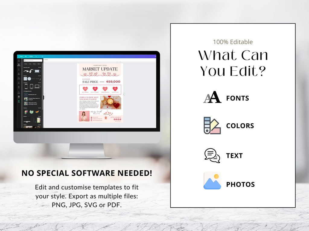 Valentine Market Update Flyer - Professionally designed real estate flyer with Valentine's charm for effective client communication.