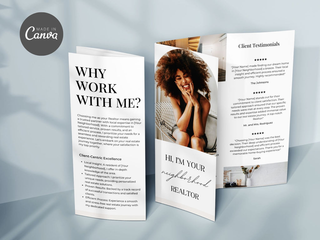 Your Neighborhood Realtor Brochure - Beige - Professionally designed real estate brochure introducing personalized services in the neighborhood.