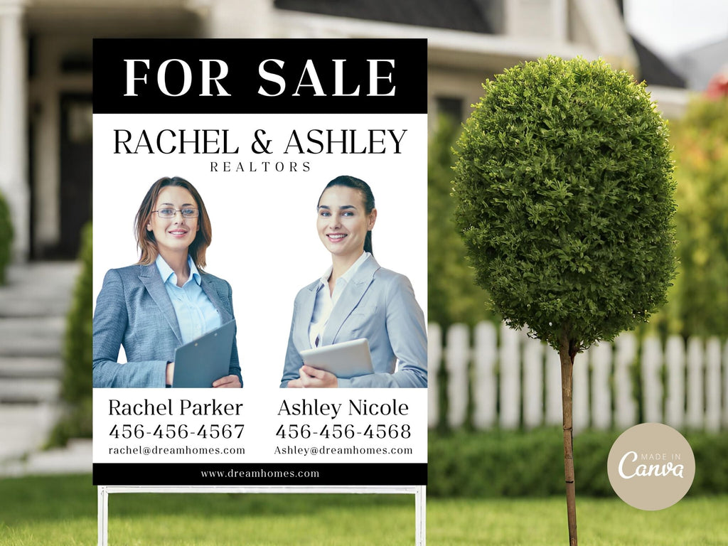  Black Multiple Agents Yard Sign (18 x 24)- Sleek and durable yard sign for showcasing multiple  agents.