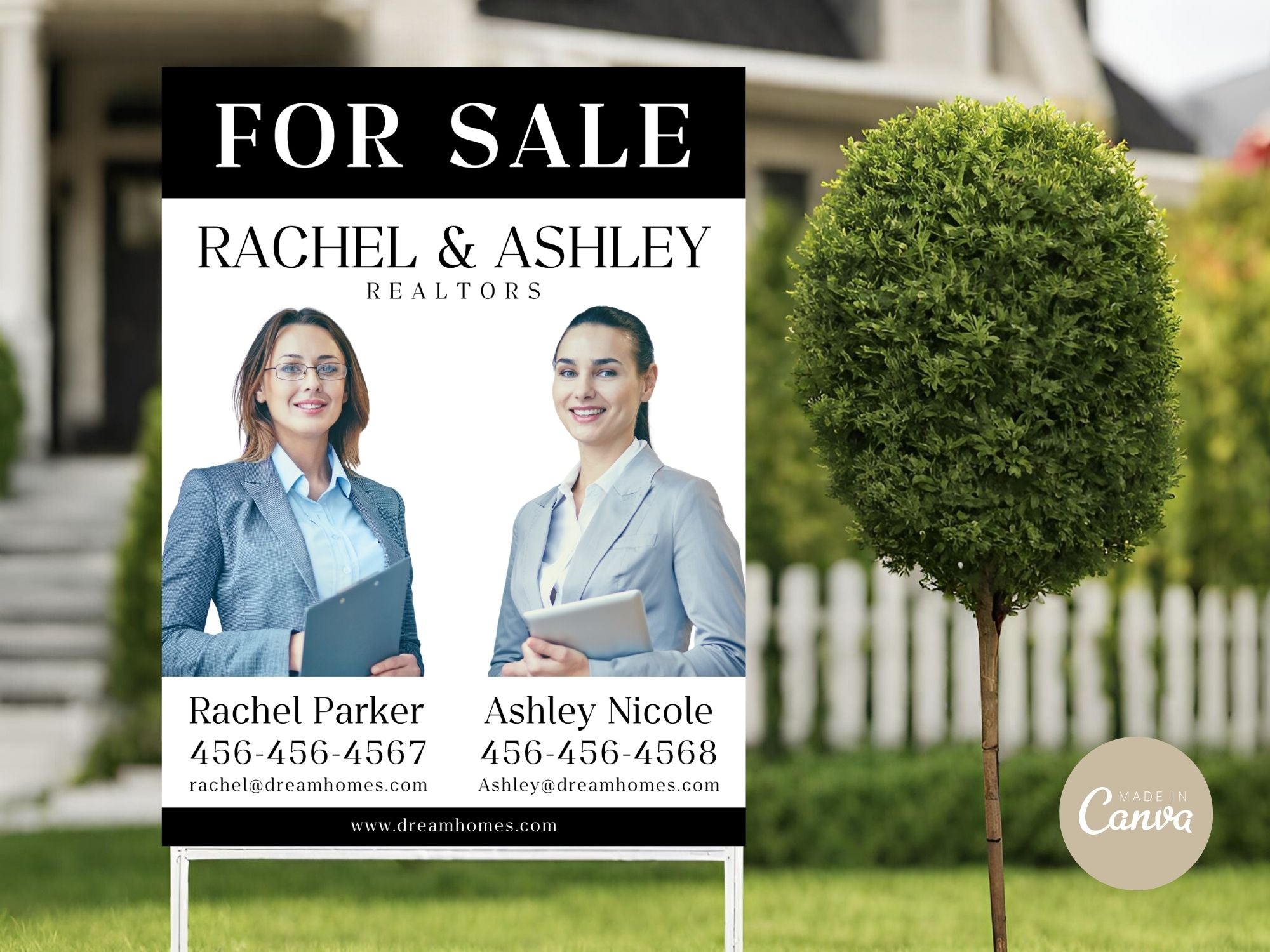  Black Multiple Agents Yard Sign (18 x 24)- Sleek and durable yard sign for showcasing multiple  agents.