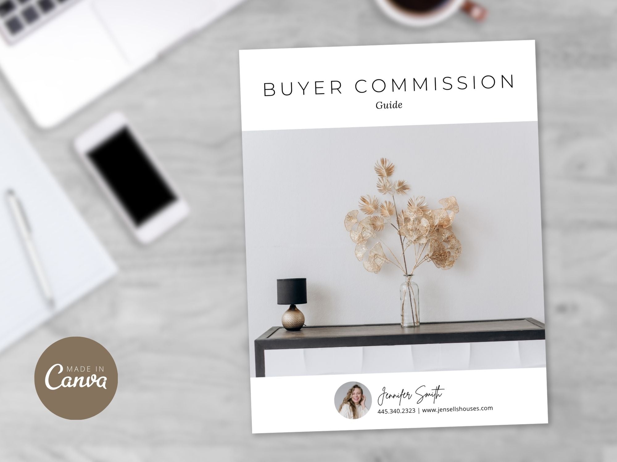 Minimal Buyer Commission Guide template detailing real estate commission structures for buyers.