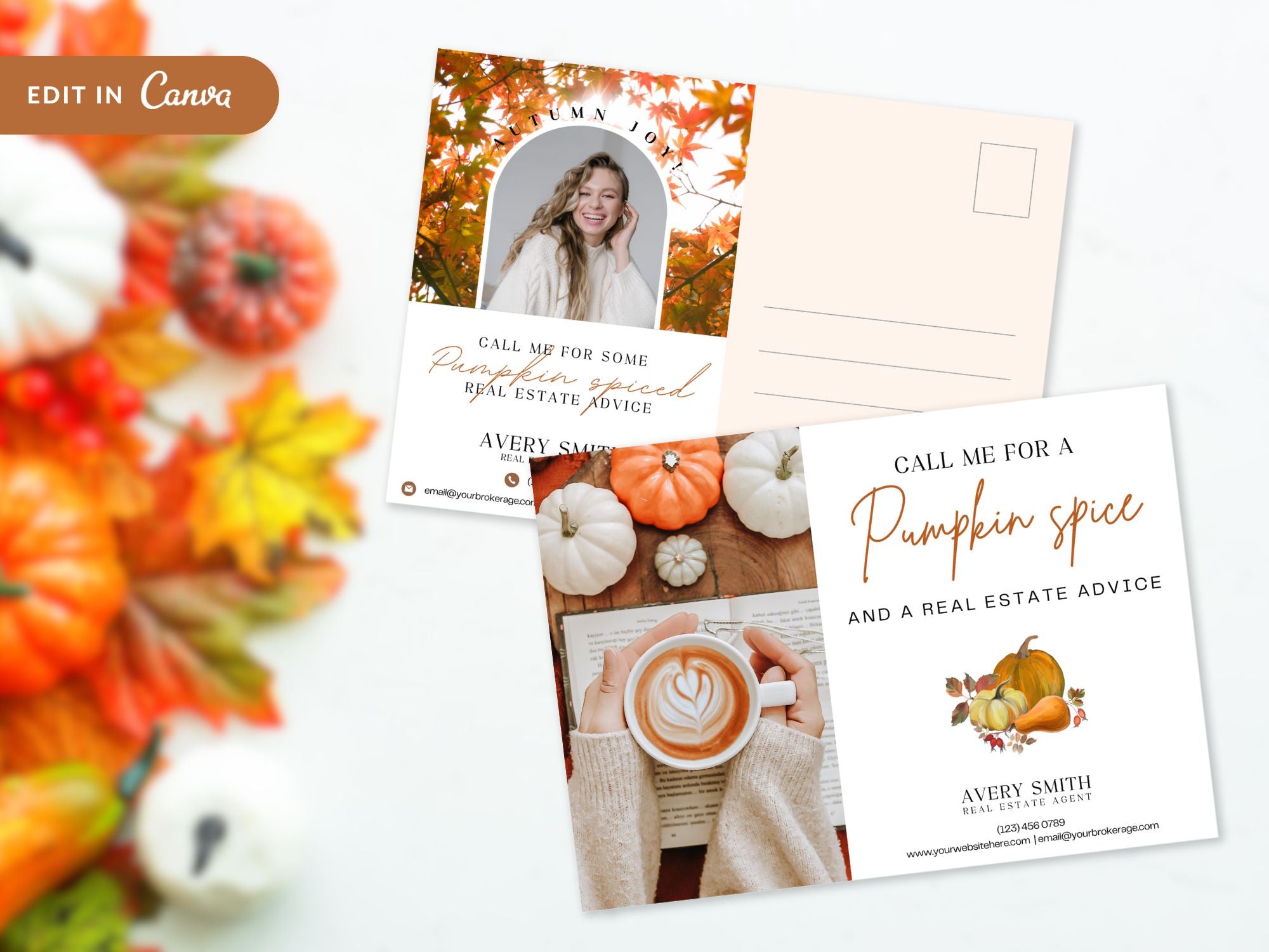 Fall Postcard Bundle Vol 02 - Autumn-themed postcards designed for real estate marketing.