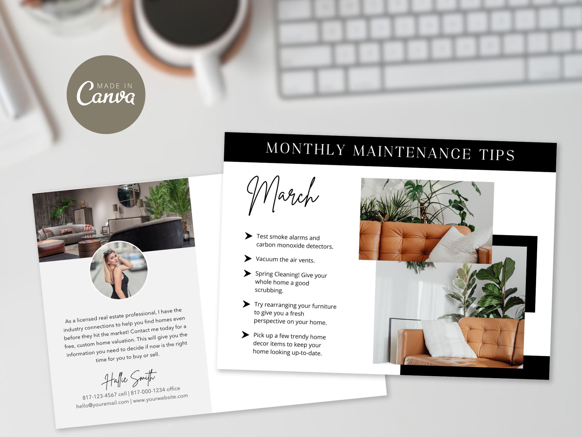Monthly Maintenance Tips Postcards - Beautifully designed postcards offering valuable home maintenance advice.