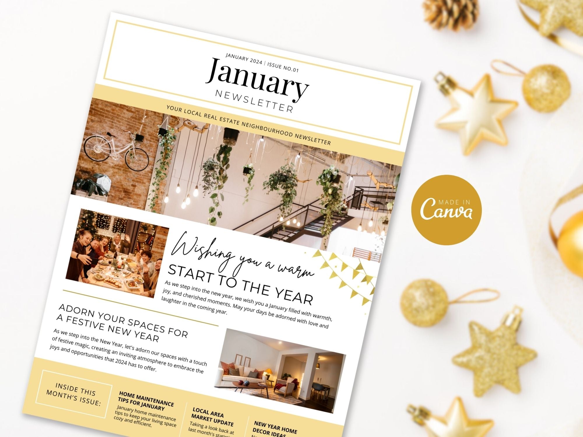 Real Estate Minimal January Newsletter 2024: Sharing Elegant and Informative Real Estate Insights with Clients and the Community in 2024