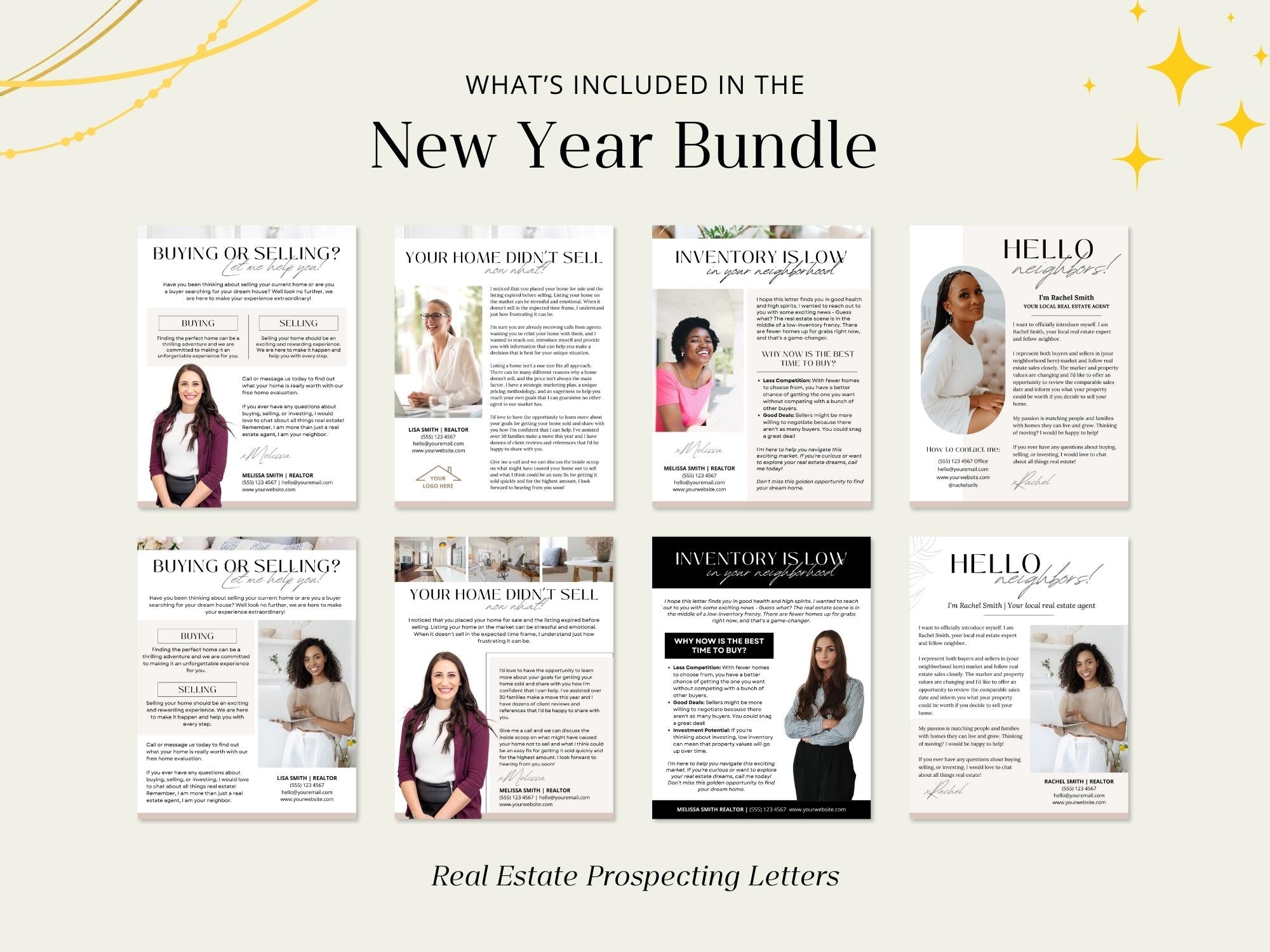 Real Estate New Year Bundle: Elevate Your Marketing with Professional Templates for a Memorable New Year Connection.