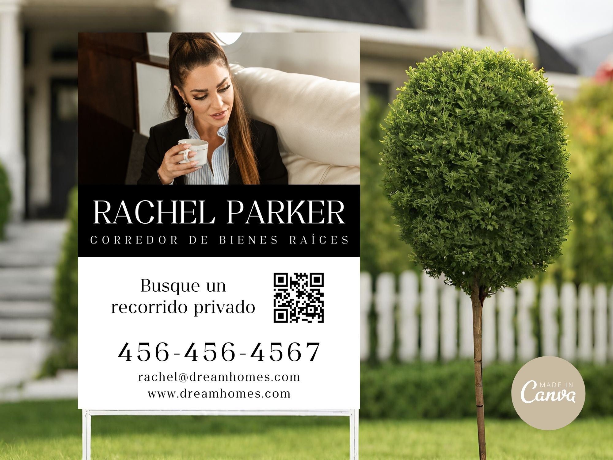 Black Spanish Yard Signs- Stylish yard signs for Spanish-speaking real estate clients.