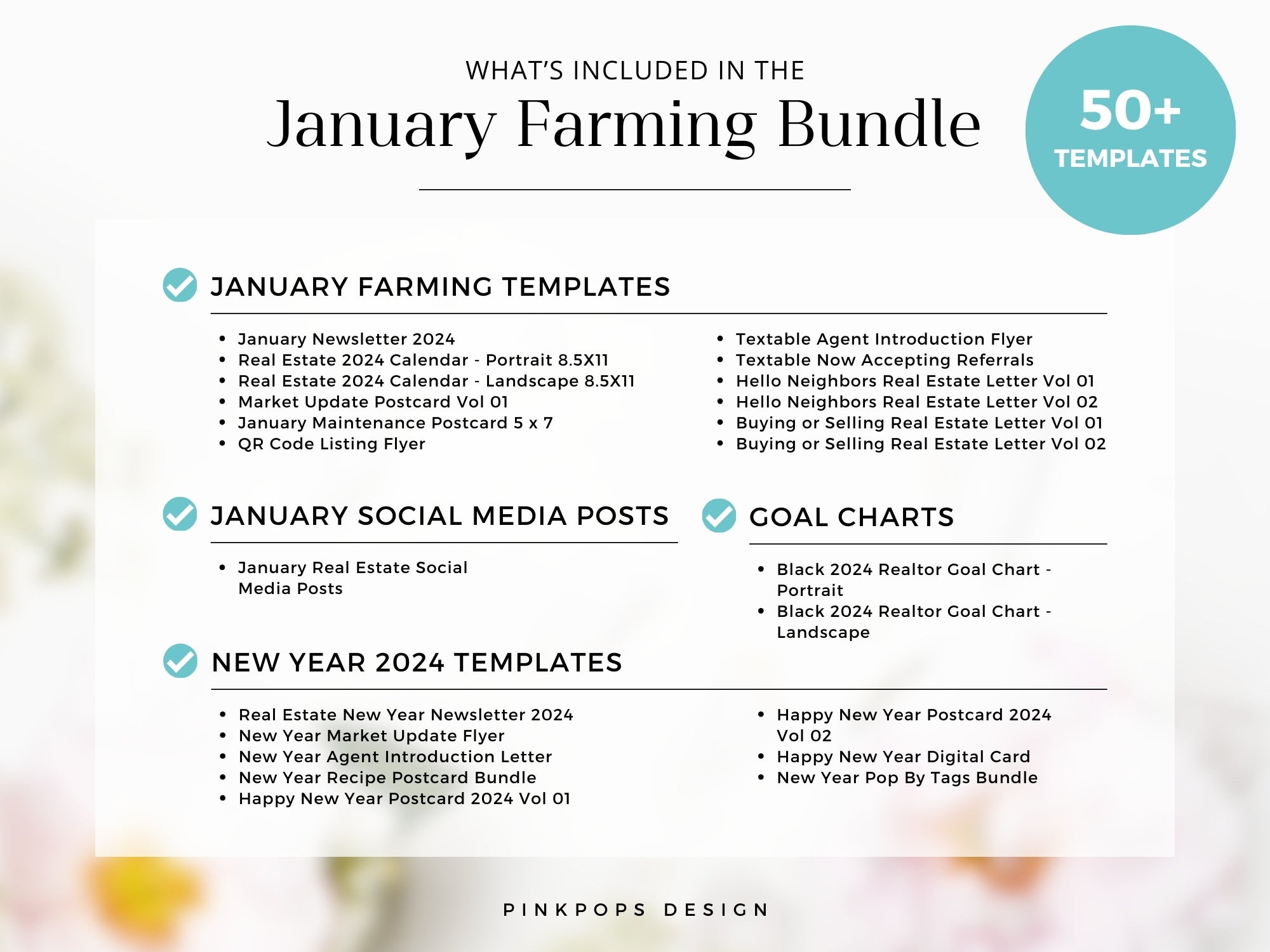 January Farming Bundle - Comprehensive real estate marketing materials for effective neighborhood farming in January.