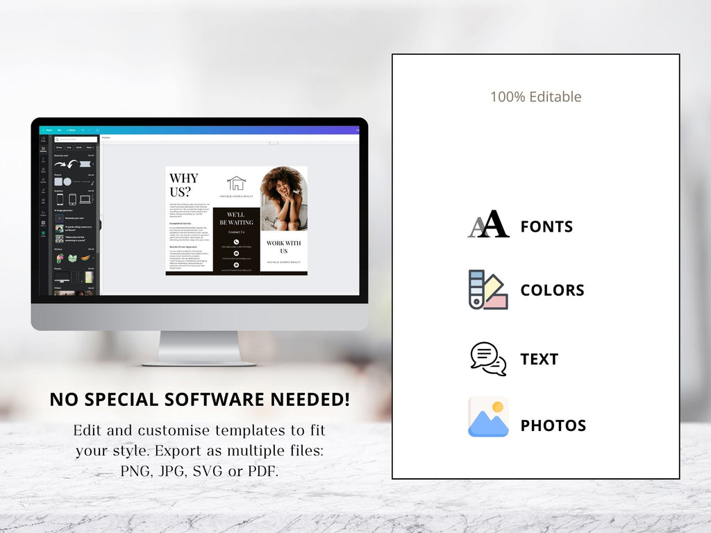 Why Work With Us Trifold Brochure - Black - Professionally designed real estate brochure showcasing the advantages of choosing our services.