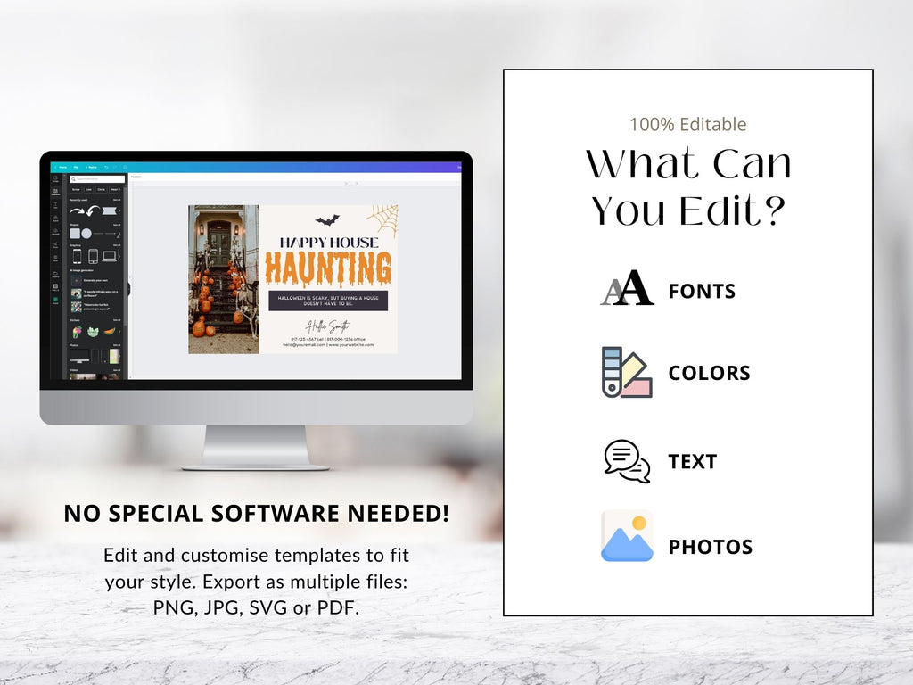 Real Estate Happy House Haunting Halloween Postcard - Creatively designed postcard wishing clients a 'Happy House Haunting,' providing a unique and engaging way to express Halloween greetings and foster connections with your real estate audience.