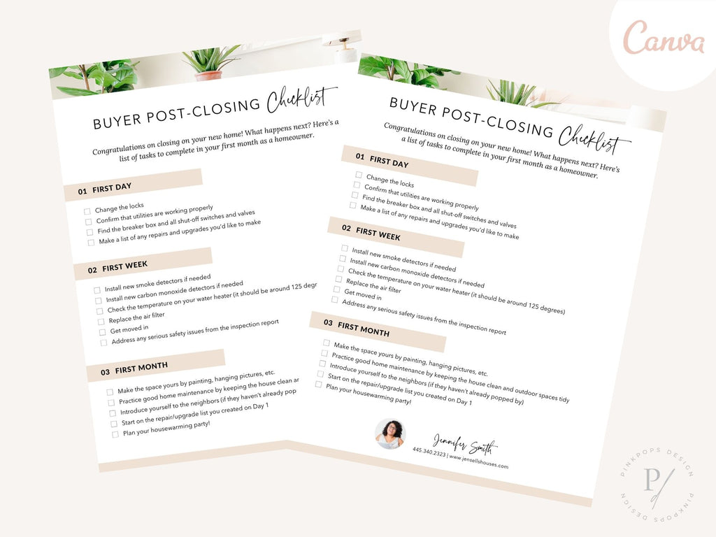 Real Estate Buyer Post-Closing Checklist - Editable template for ensuring a smooth transition for buyers after closing in the real estate journey.