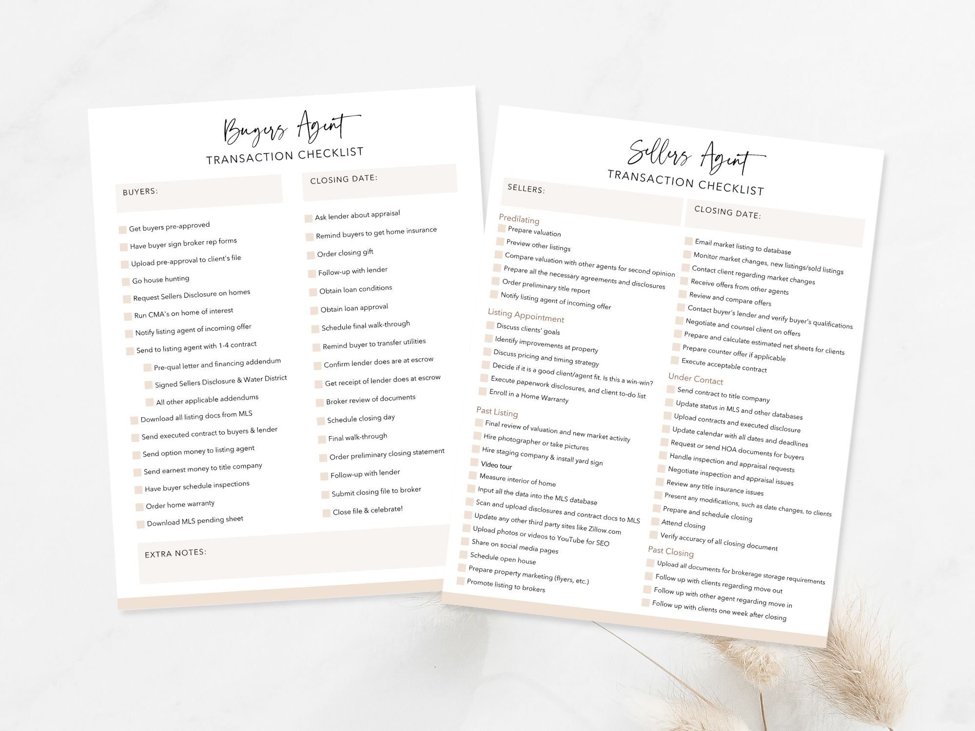 Real Estate Buyer & Seller Agent Transaction Checklist - Editable template for streamlining transactions for agents and ensuring efficiency and organization in the complexities of real estate transactions.