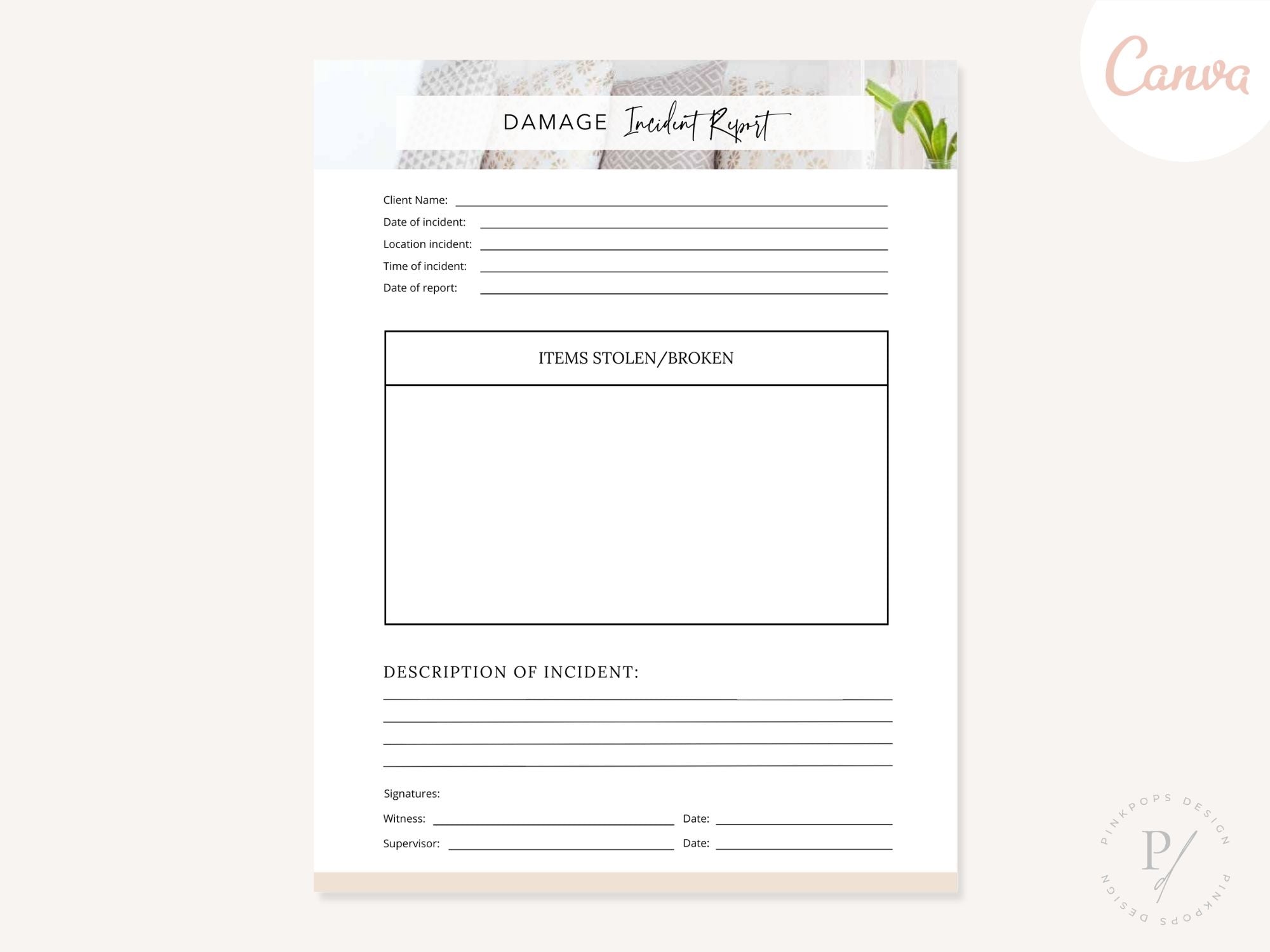Damage Incident Report - Editable template for streamlined incident reporting, ensuring a quick and organized response to incidents and facilitating efficient documentation and resolution in various settings.