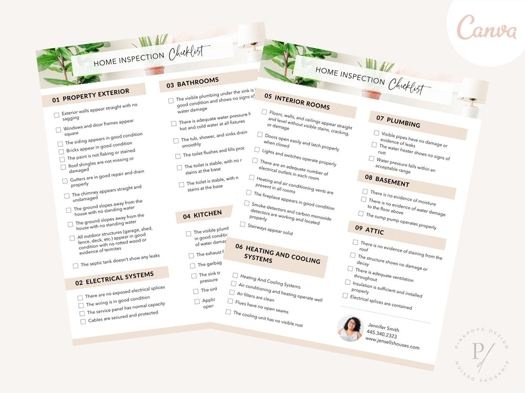 Real Estate Home Inspection Checklist - Editable template for ensuring a comprehensive property inspection and providing a detailed overview for both buyers and sellers in the real estate market.