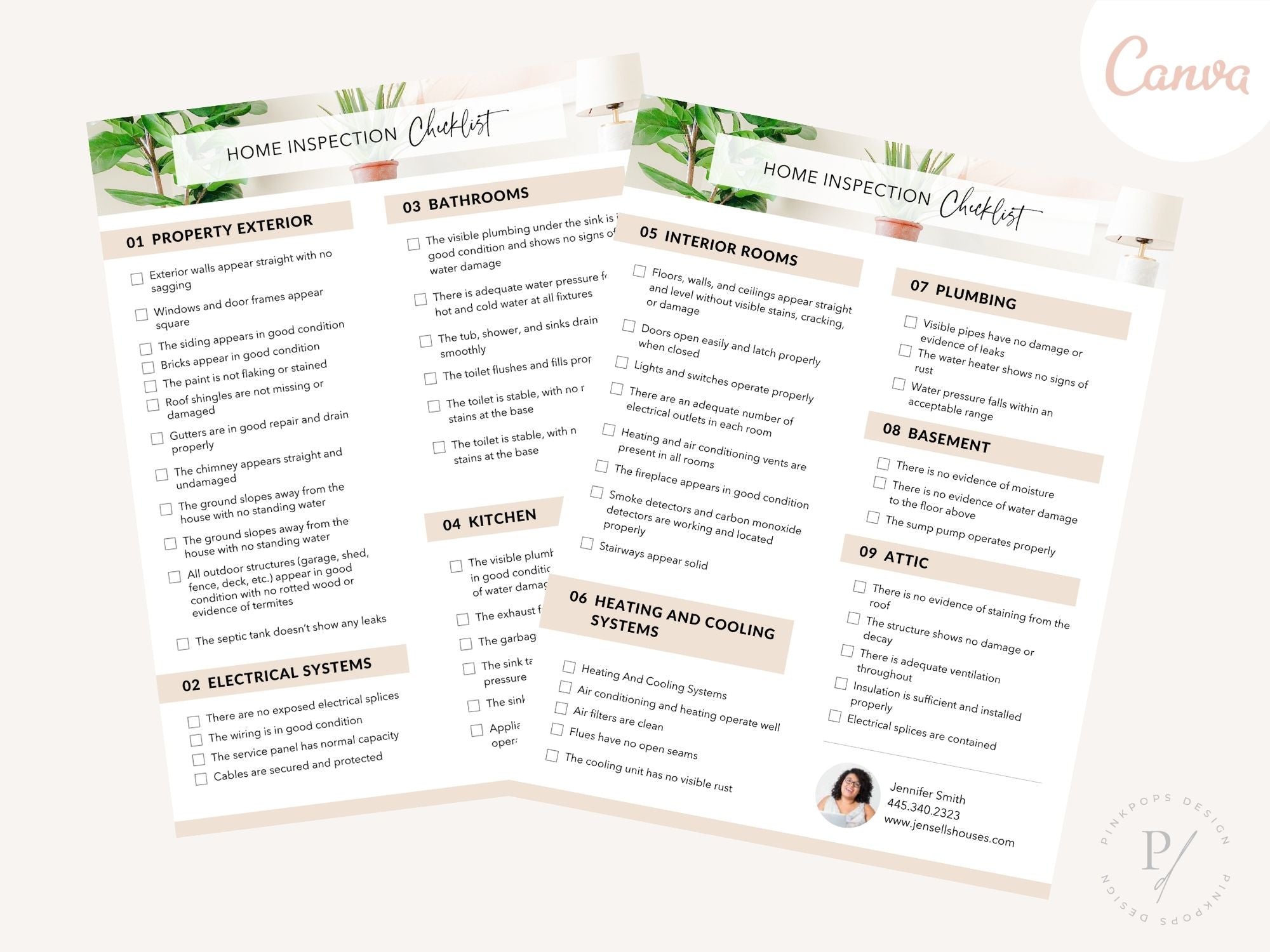 Real Estate Home Inspection Checklist - Editable template for ensuring a comprehensive property inspection and providing a detailed overview for both buyers and sellers in the real estate market.
