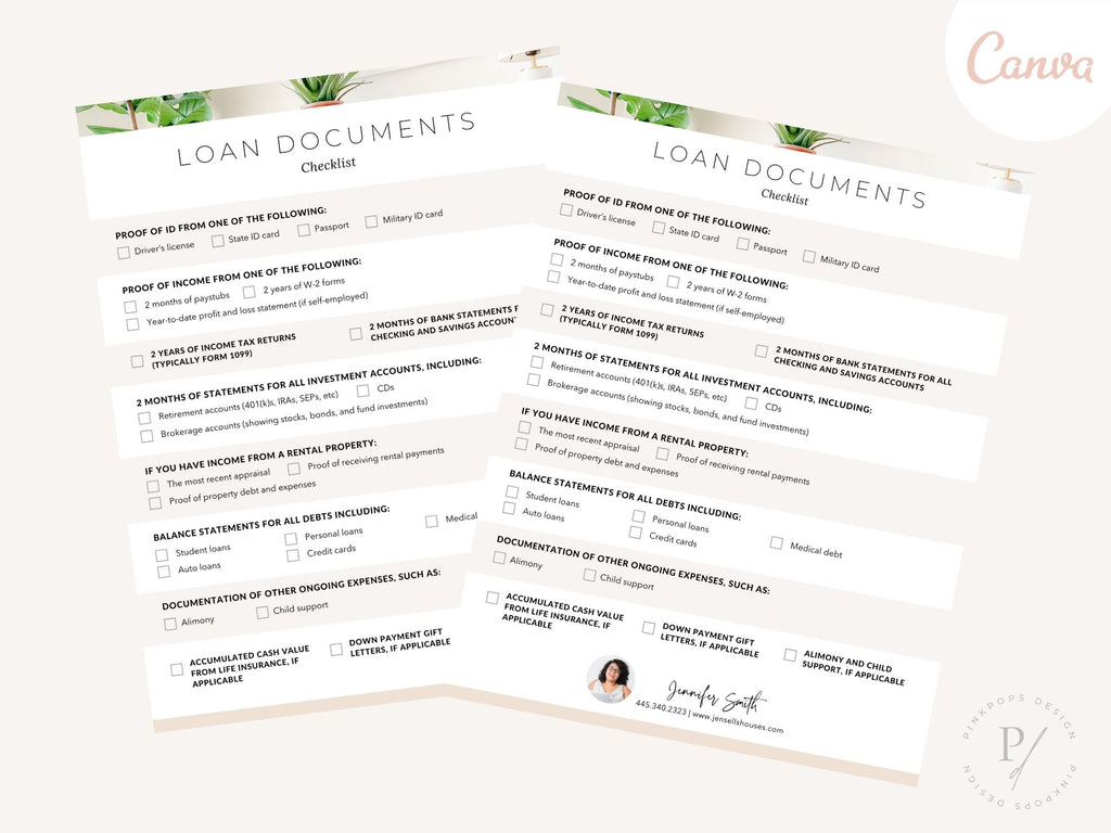 Real Estate Loan Documents Checklist - Editable template for facilitating a smooth loan process and ensuring buyers and sellers are well-prepared for the application and approval process in the real estate journey.