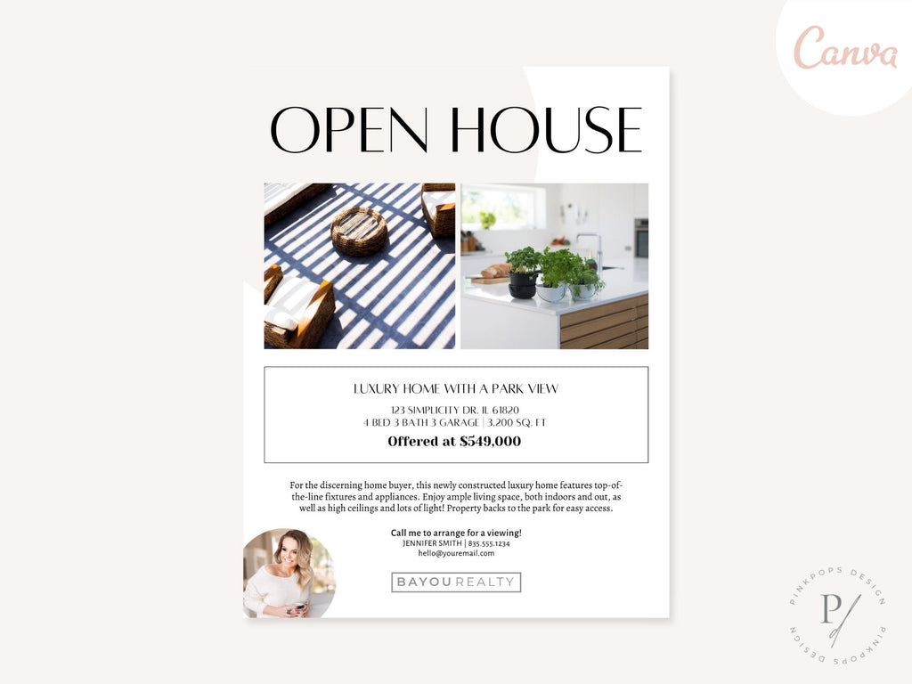Real Estate Luxury Open House Flyer - Visually captivating tool for promoting high-end open house events in the luxury real estate market.