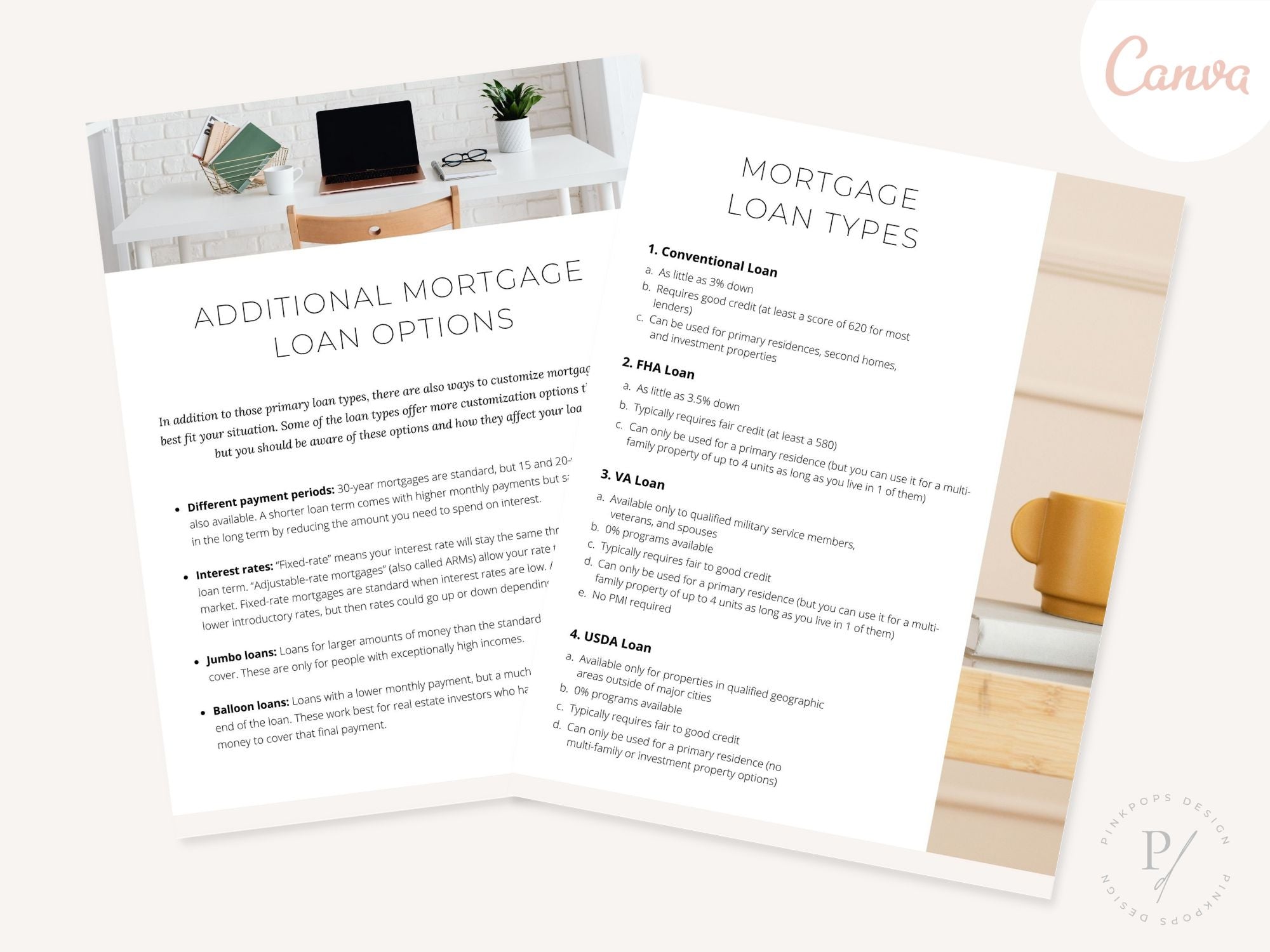 Real Estate Minimal Mortgage Loan Types - Concise template for streamlined understanding of various mortgage options.