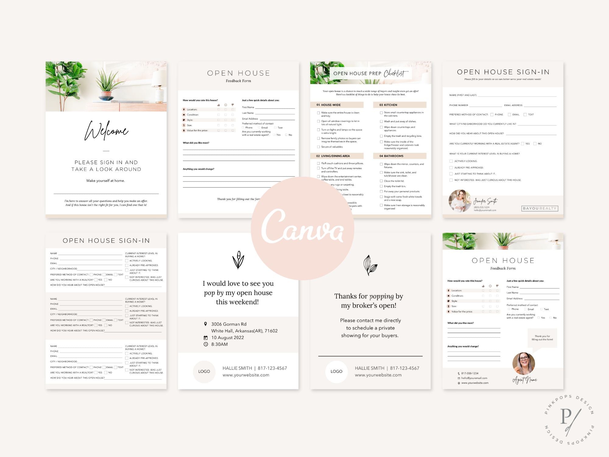 Real Estate Open House Bundle - Comprehensive collection of professional templates and tools for elevating open house events, including eye-catching flyers, directional signs, feedback forms, and Instagram templates.