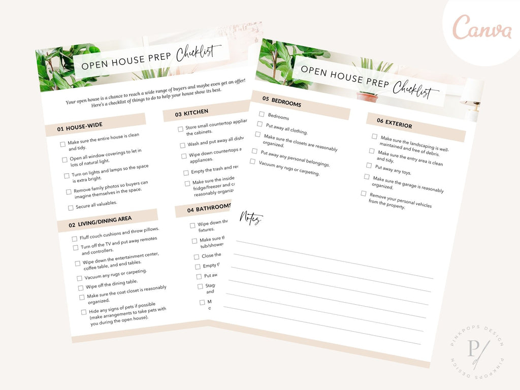 Real Estate Open House Prep Checklist - Comprehensive and easy-to-follow checklist for successful open houses, covering property staging, marketing materials, and creating a memorable and inviting atmosphere.