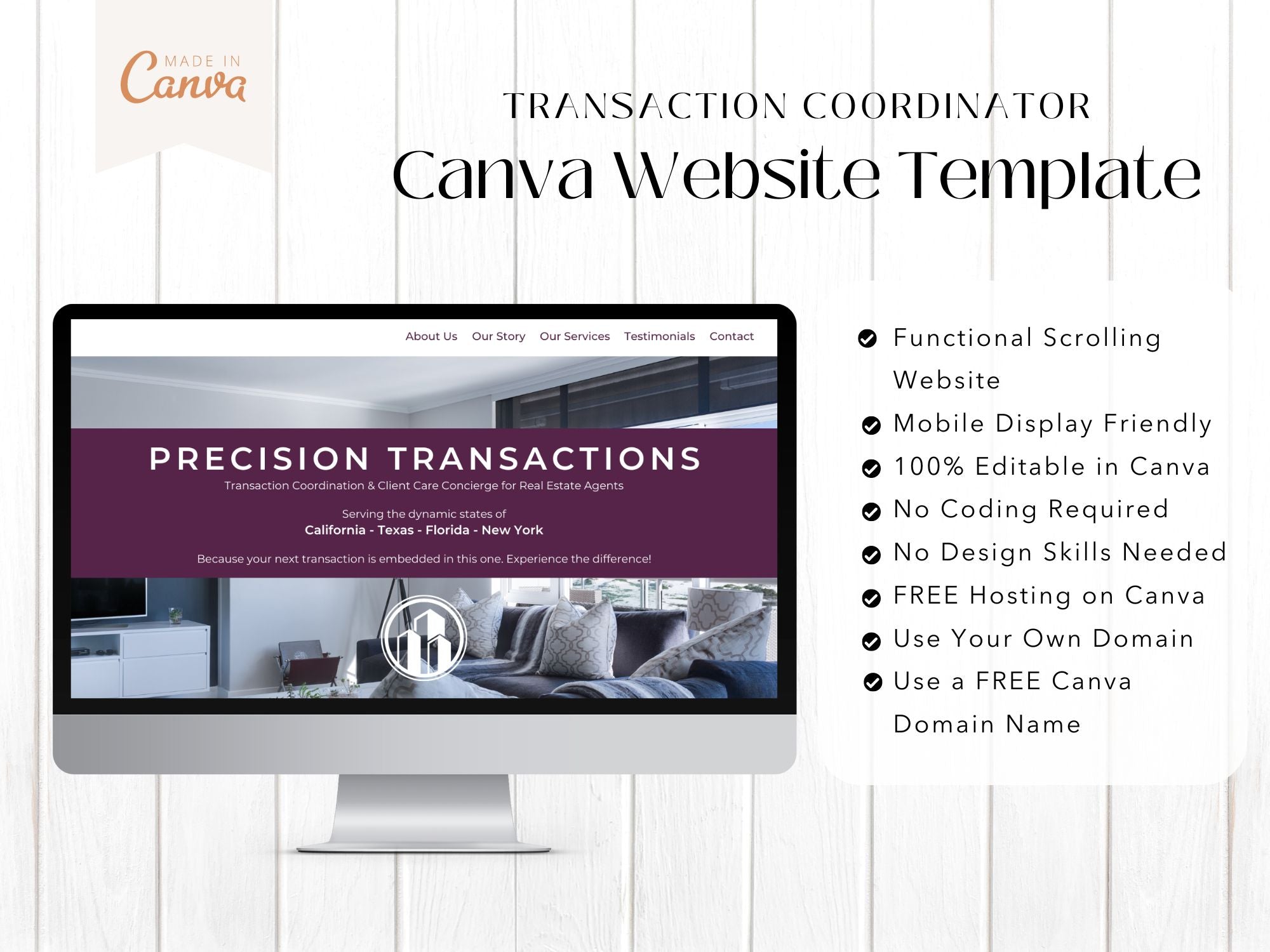Transaction Coordinator Canva Website Template