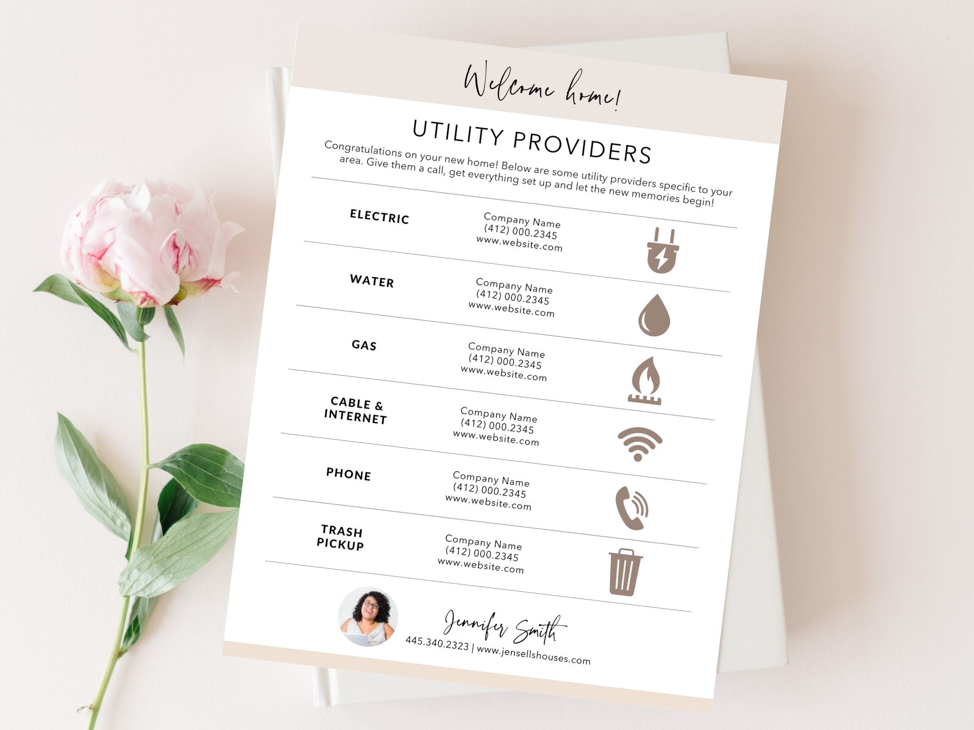Real Estate Utility Provider List - Editable template for a seamless transition in connecting essential utilities in the real estate journey.