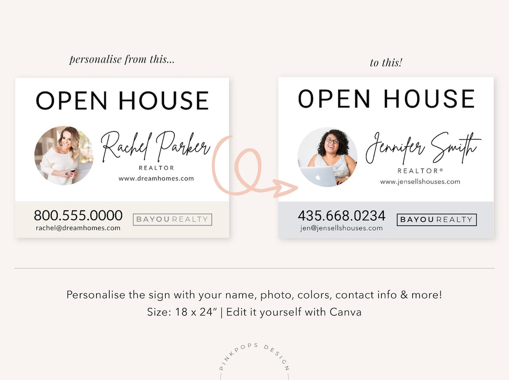 Modern Open House Sign - Elevate your property showcase with this sleek and contemporary yard sign design, attracting attention and guiding potential buyers to your open house event with style and professionalism.