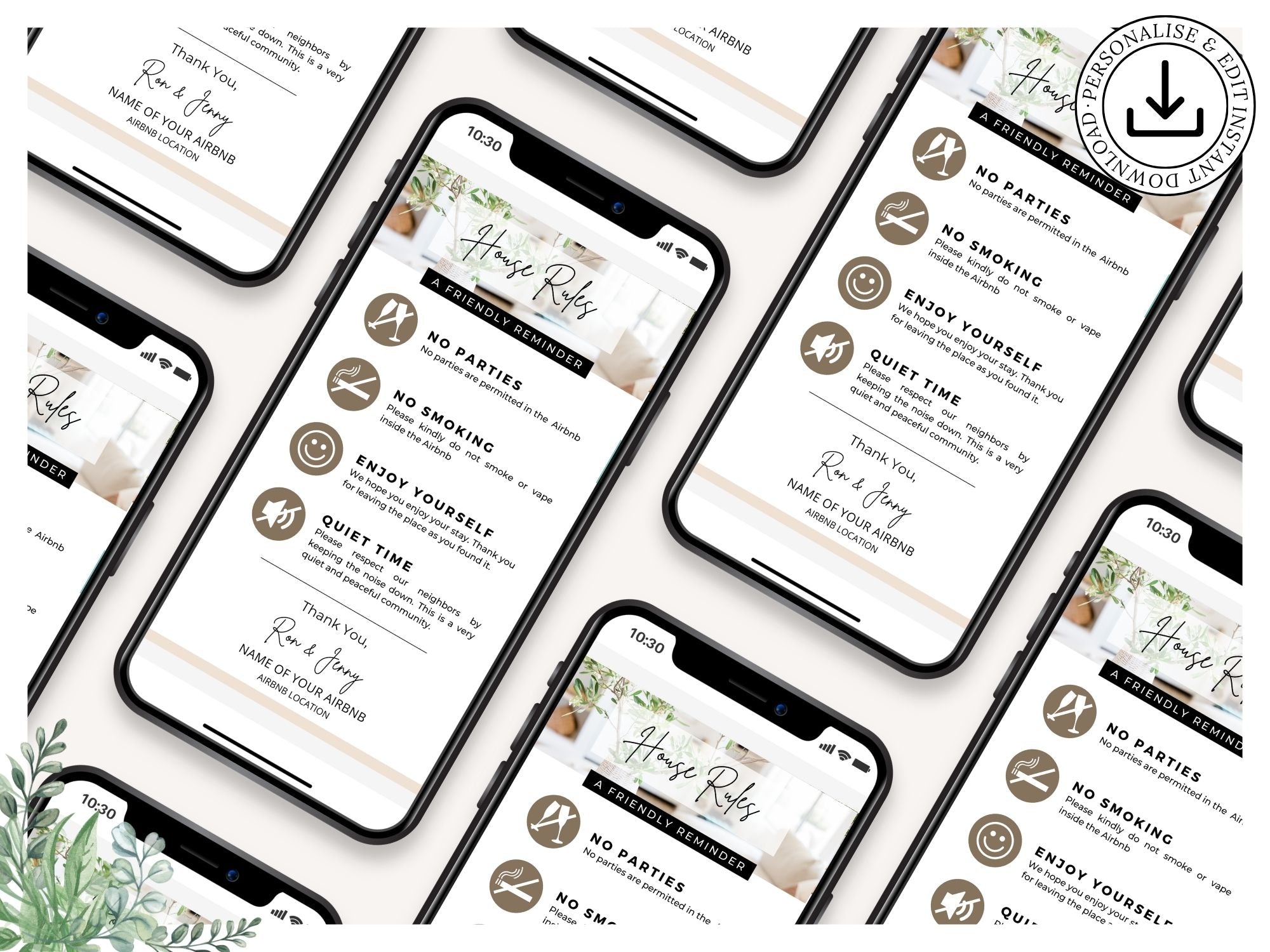 Textable House Rules - Editable and digital Airbnb template for clear communication of vacation rental guidelines.
