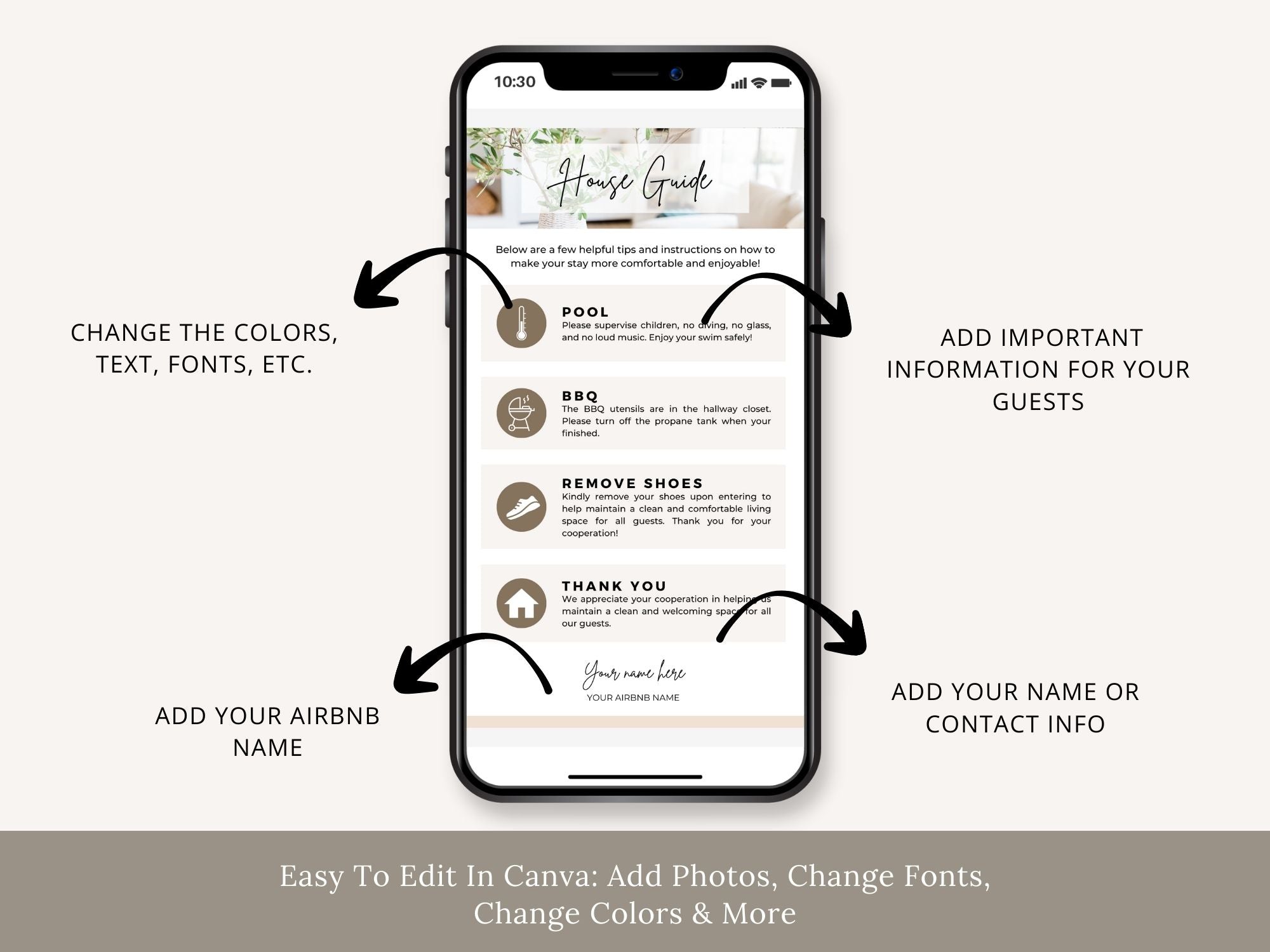 Textable House Guides - Editable and digital Airbnb template for clear guest communication and property guidance
