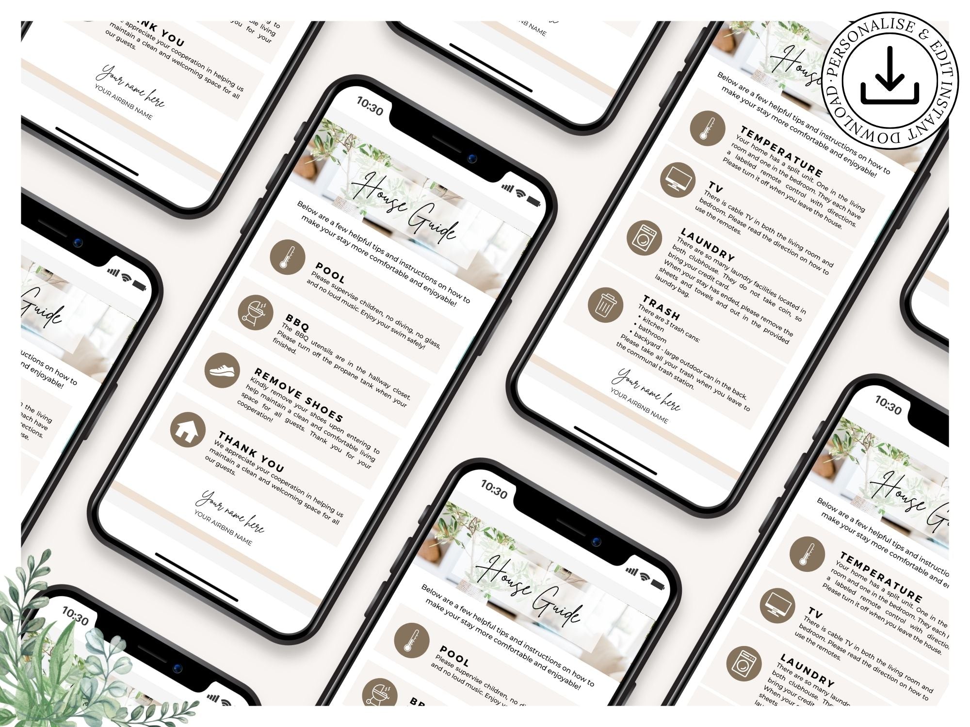 Textable House Guides - Editable and digital Airbnb template for clear guest communication and property guidance