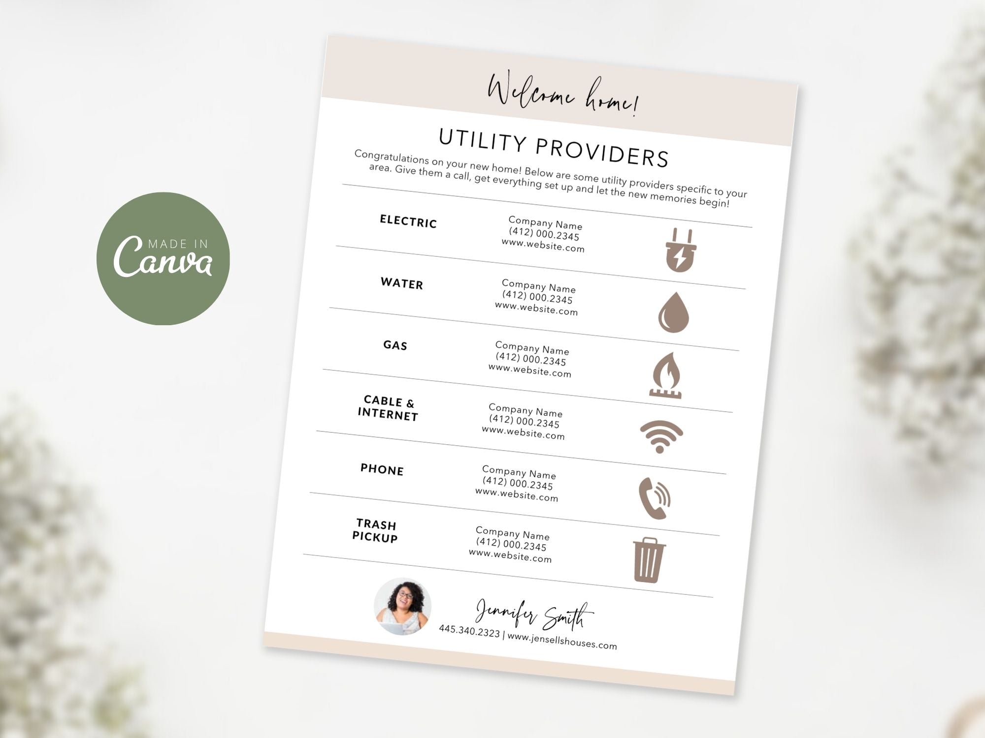 Utility Providers List Textable and Flyer Bundle - Simplify home transitions with an informative Utility Providers Flyer and a practical Textable Utility Providers guide for managing essential services seamlessly