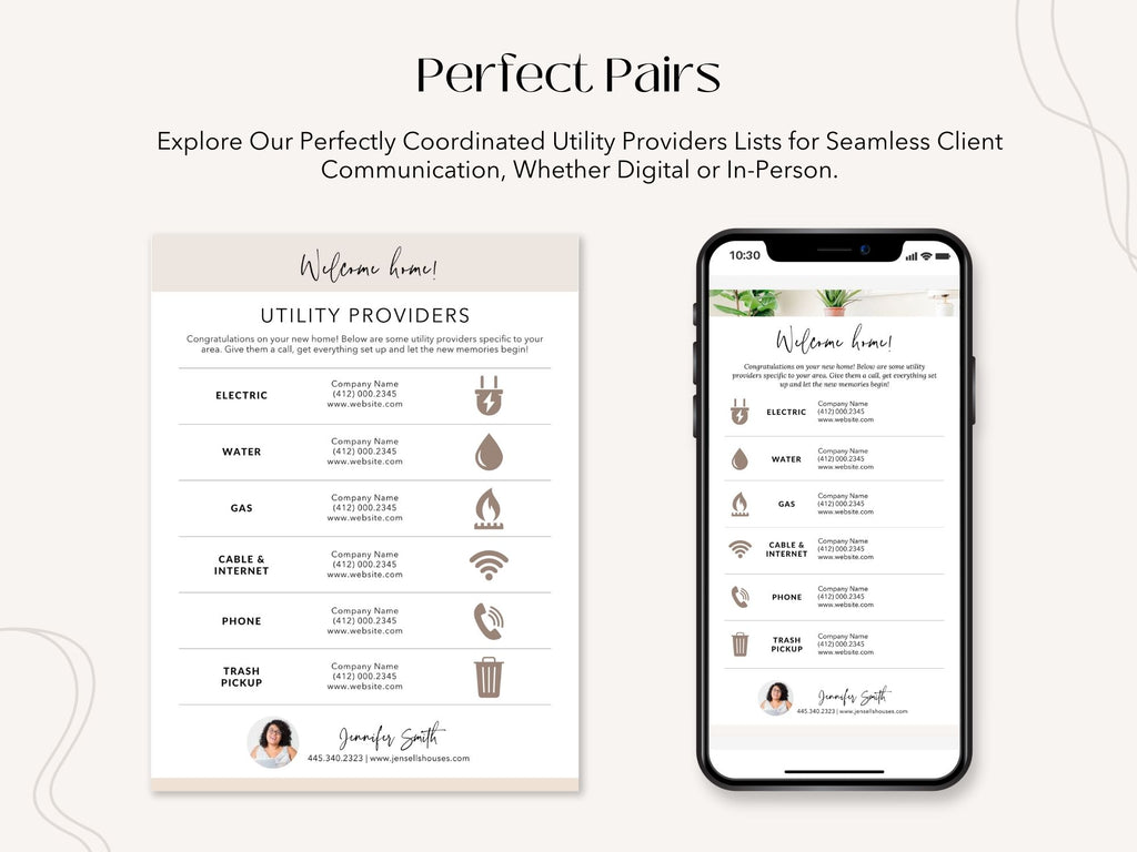 Utility Providers List Textable and Flyer Bundle - Simplify home transitions with an informative Utility Providers Flyer and a practical Textable Utility Providers guide for managing essential services seamlessly
