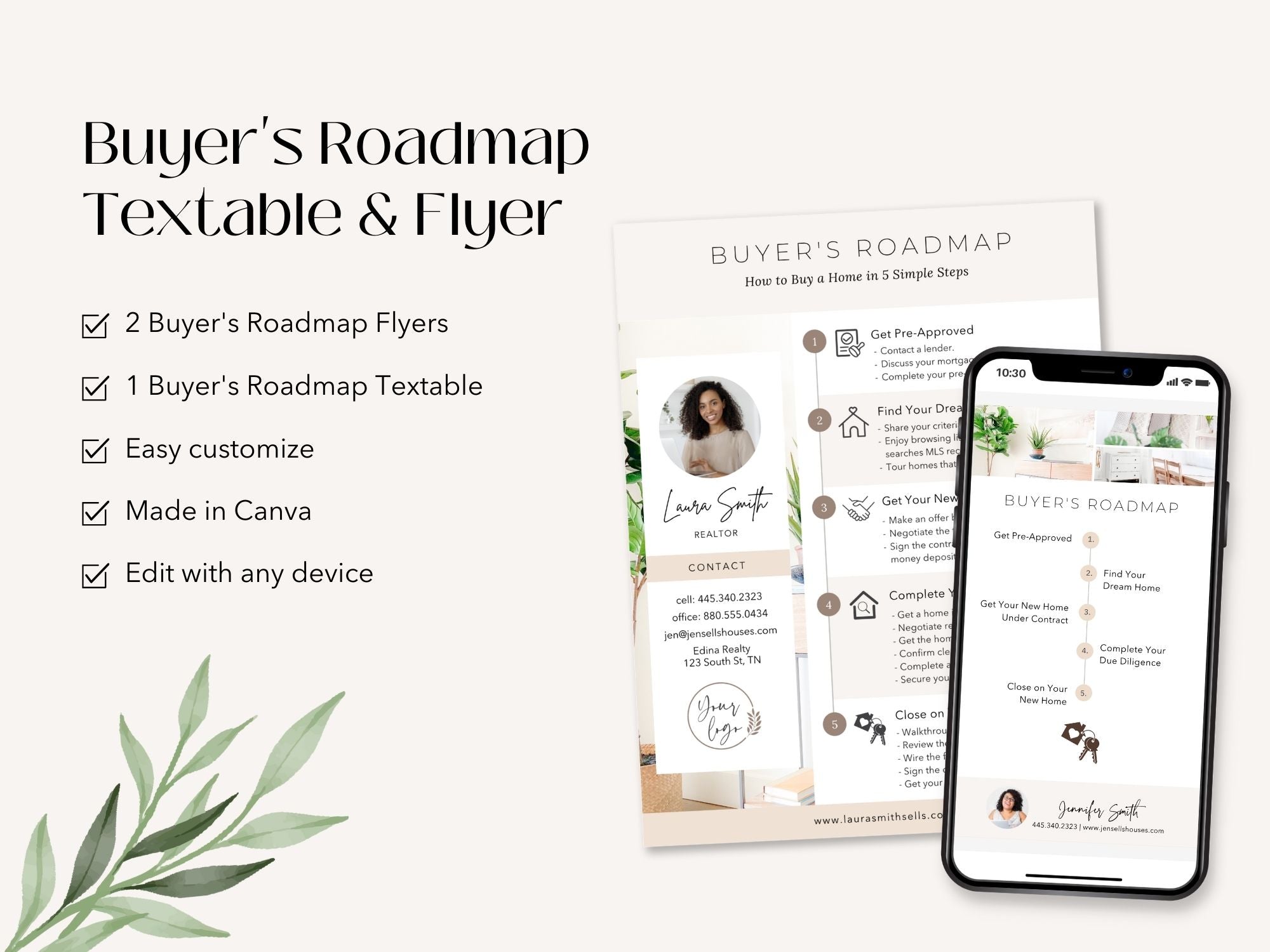 Home Buyer's Roadmap Textable and Flyer Bundle - Empower your homebuyers with a comprehensive Buyer's Roadmap and a convenient Textable Buyer Roadmap for a smooth and informed homebuying journey.