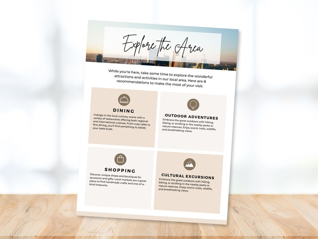 Explore the Area Airbnb Guide - Valuable insights and recommendations for seamless guest exploration in your vacation rental property.