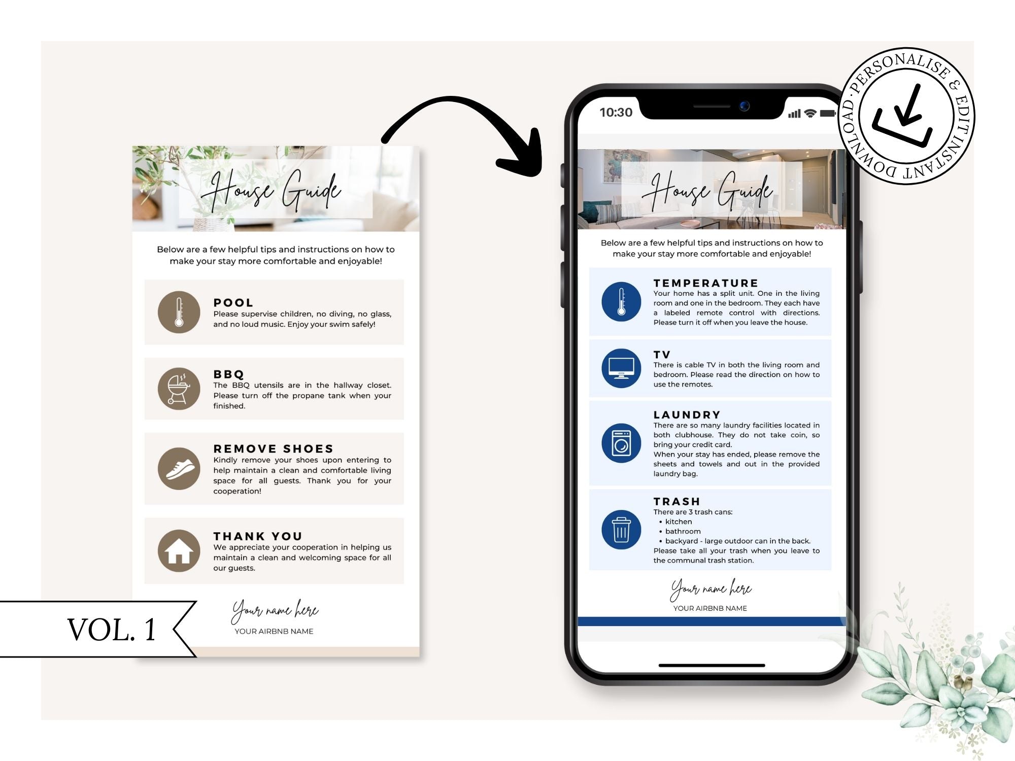 Textable House Guides - Editable and digital Airbnb template for clear guest communication and property guidance