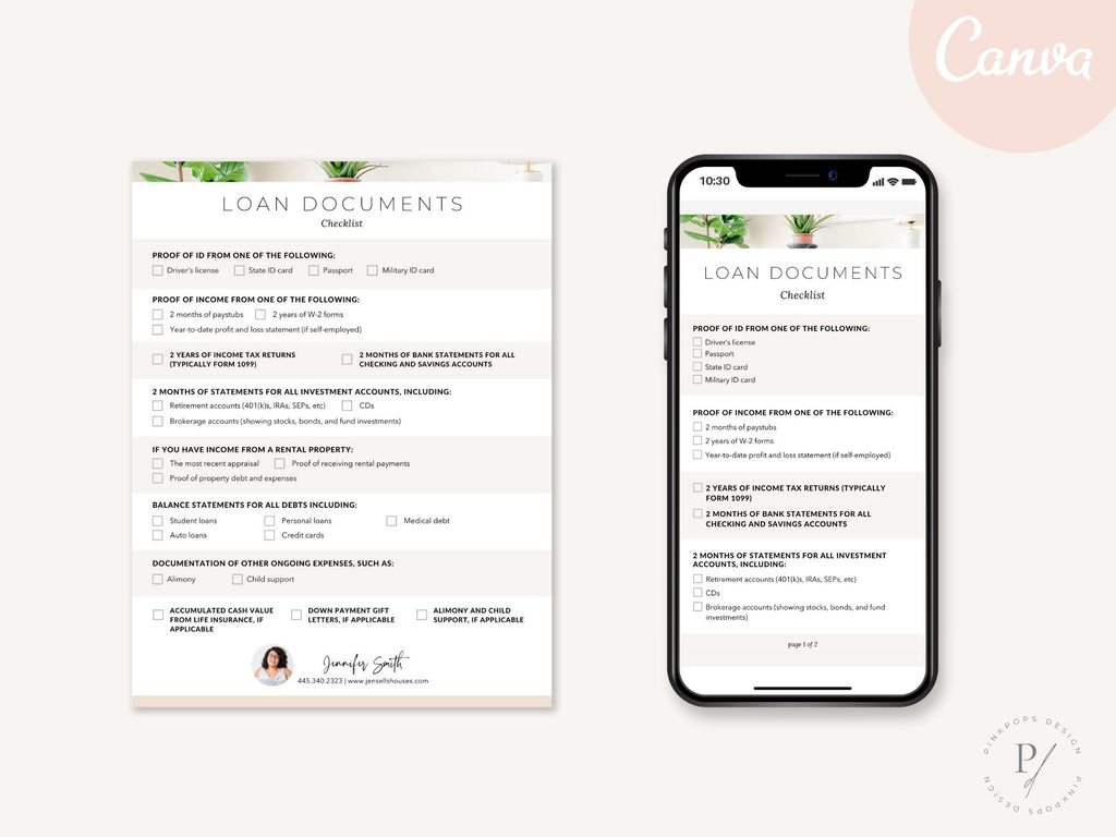 Loan Documents Checklist Textable and Flyer Bundle - Streamline the loan process with a comprehensive Loan Documents Checklist and a convenient Textable Loan Documents Checklist for a smooth loan application journey.