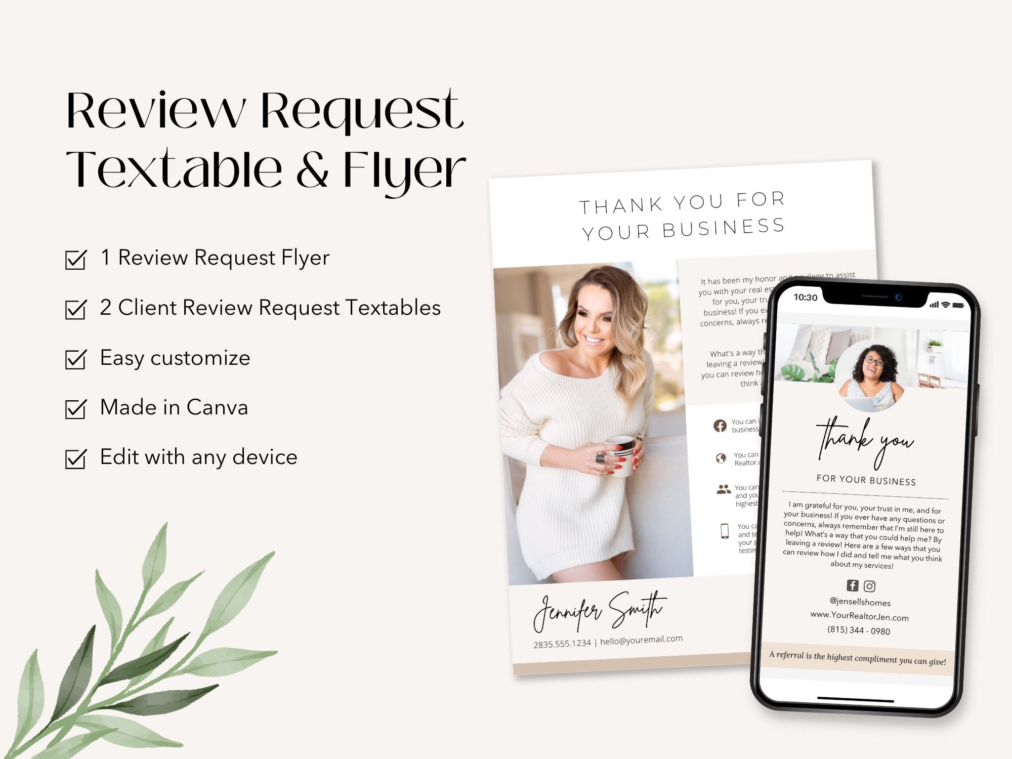 Review Request Textable and Flyer Bundle - Elevate your client engagement and gather valuable feedback effortlessly with a compelling review request flyer and a convenient textable client review request.