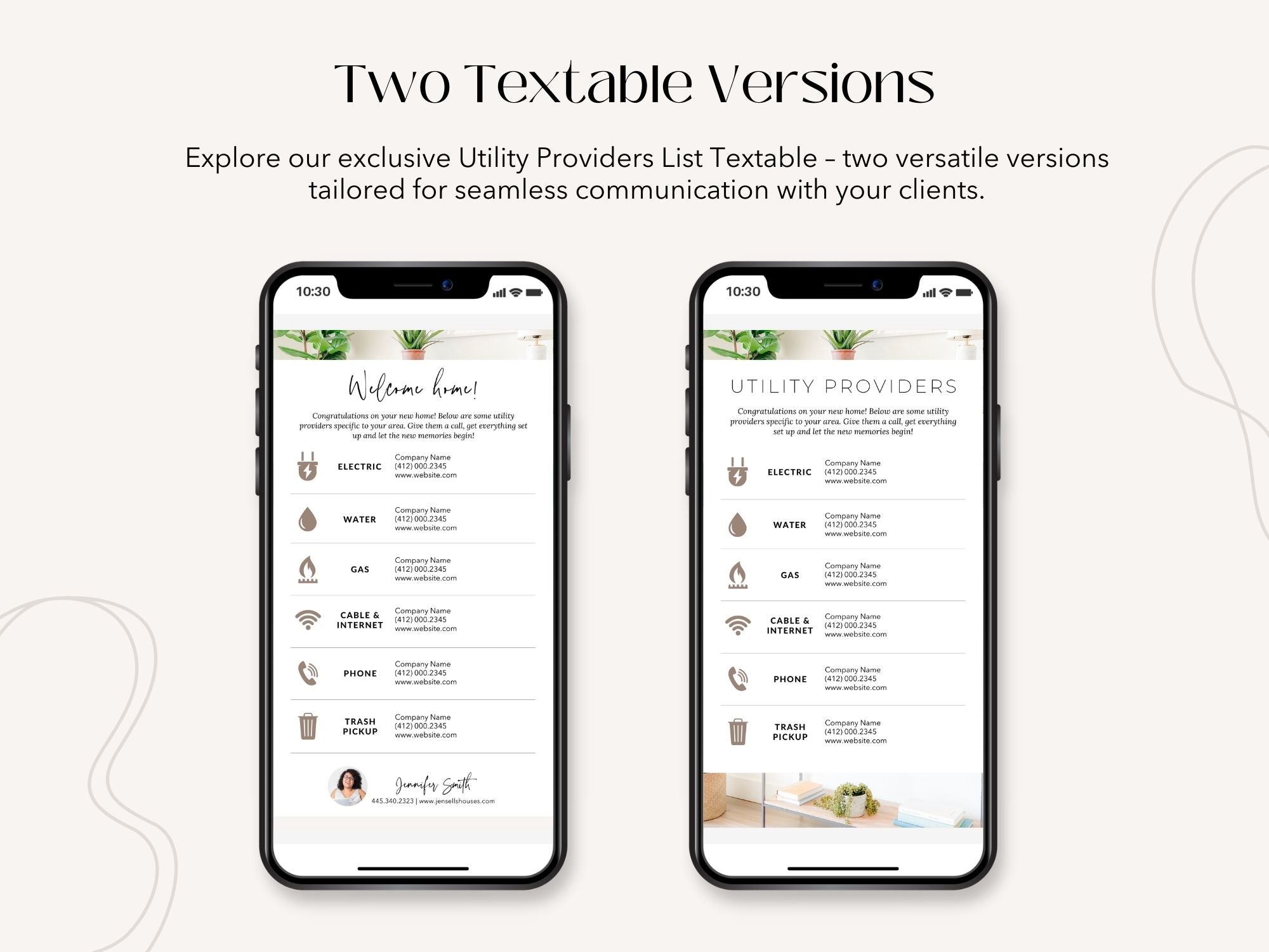 Utility Providers List Textable and Flyer Bundle - Simplify home transitions with an informative Utility Providers Flyer and a practical Textable Utility Providers guide for managing essential services seamlessly