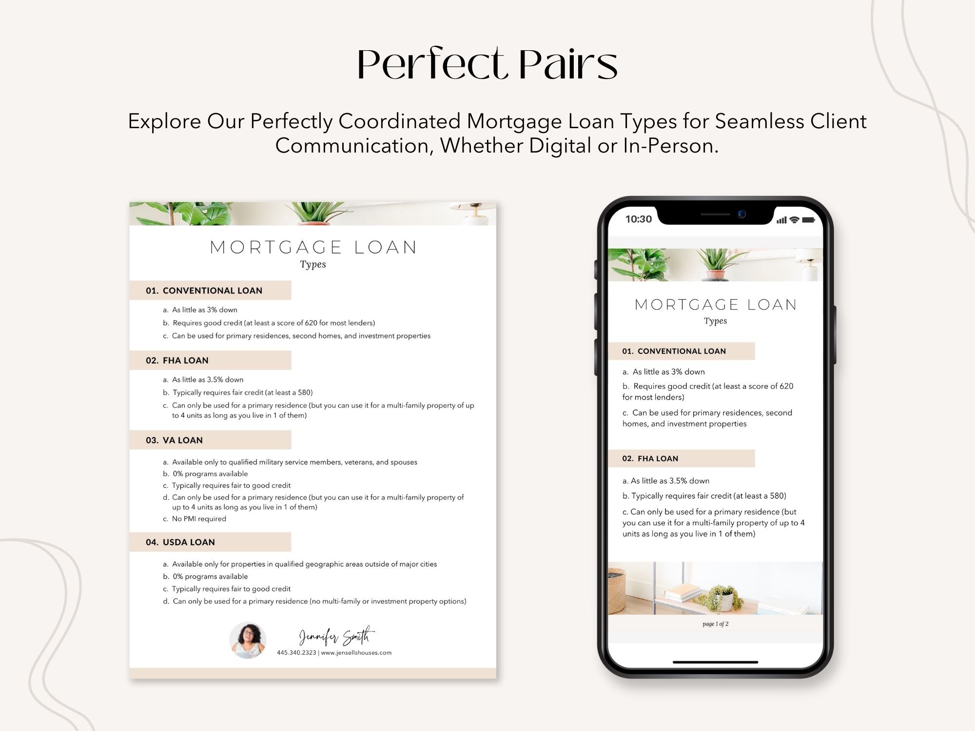 Mortgage Loan Types Textable and Flyer Bundle - Empower your clients with an informative Mortgage Loan Types Flyer and a convenient Textable Mortgage Loan Types for a well-informed home financing experience.