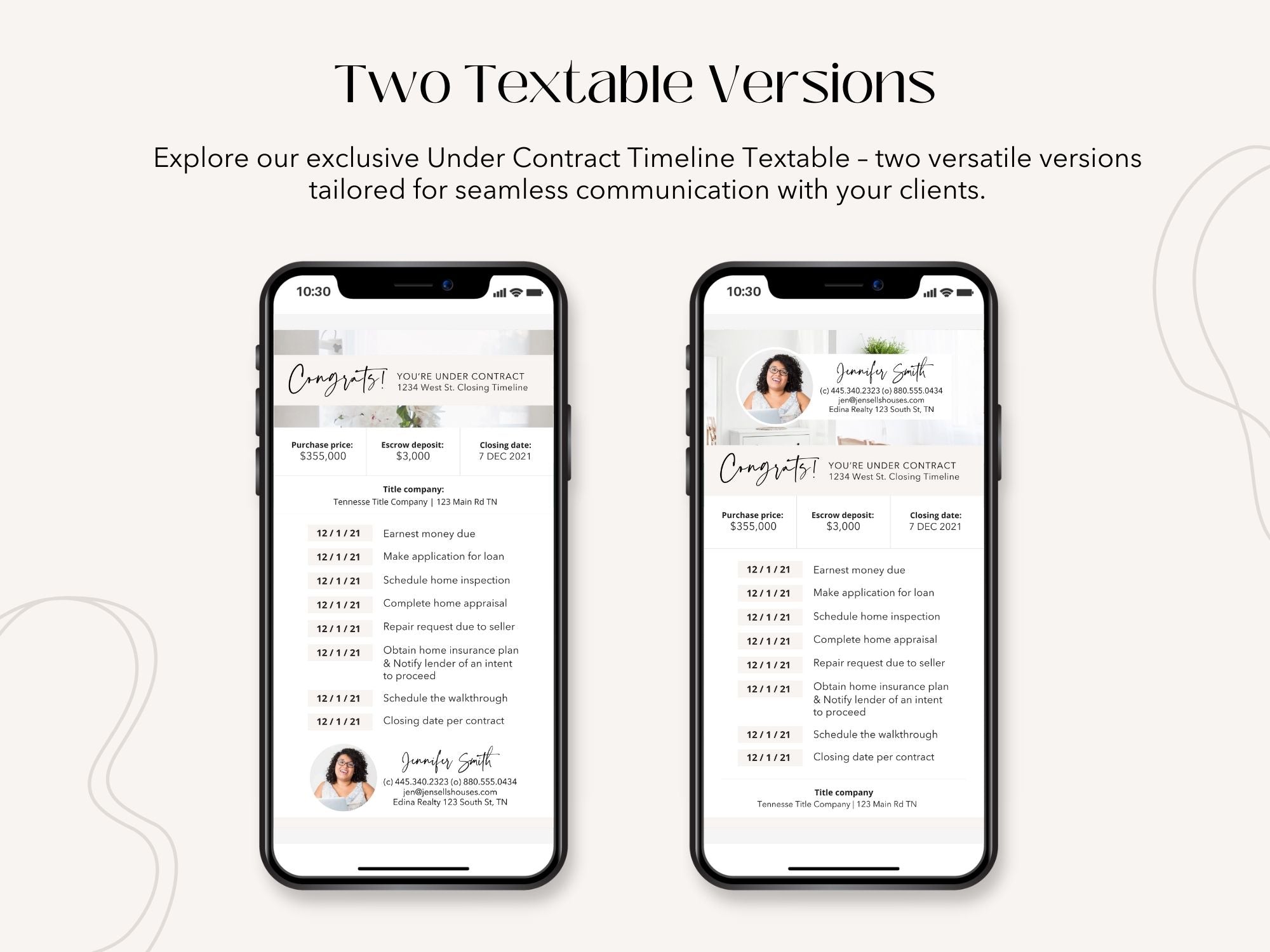 Under Contract Timeline Textable and Flyer Bundle - Professional real estate templates for seamless under-contract communication and client experience enhancement.