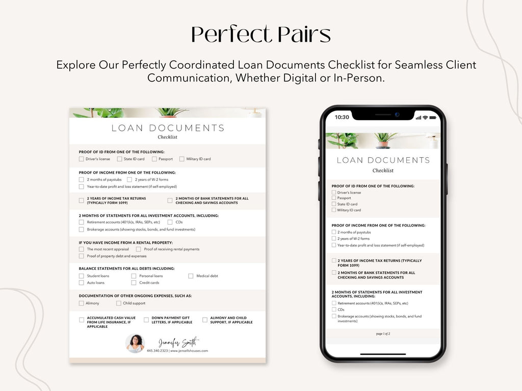 Loan Documents Checklist Textable and Flyer Bundle - Streamline the loan process with a comprehensive Loan Documents Checklist and a convenient Textable Loan Documents Checklist for a smooth loan application journey.